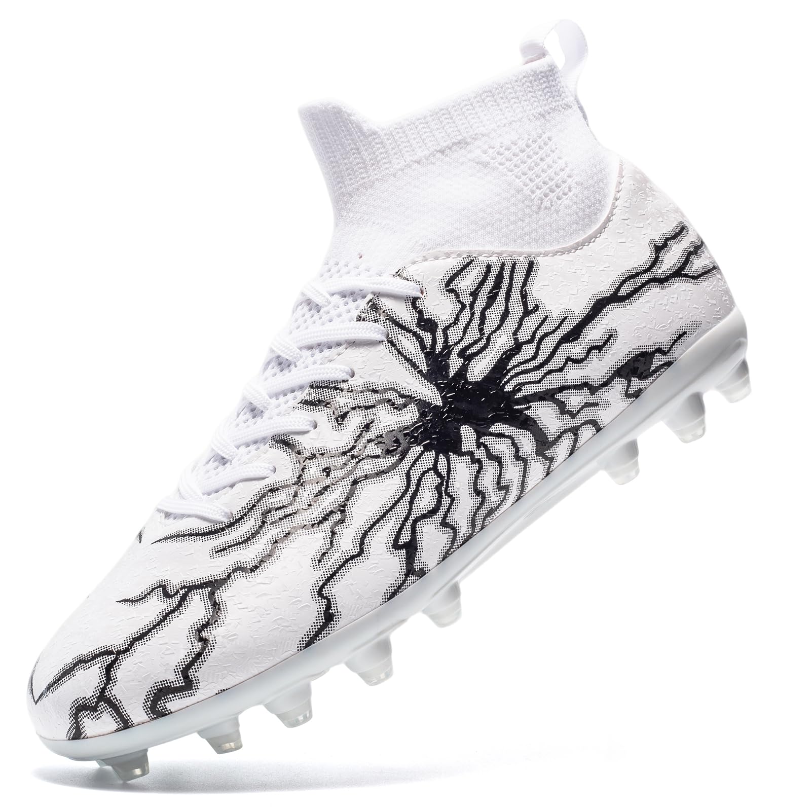 Mens Soccer Cleats, Football Cleats for Adults, High Top Spikes Shoes for Teens Big Boys Lightweight Professional Training Lawn Outdoor Athletic Sneaker-image-14