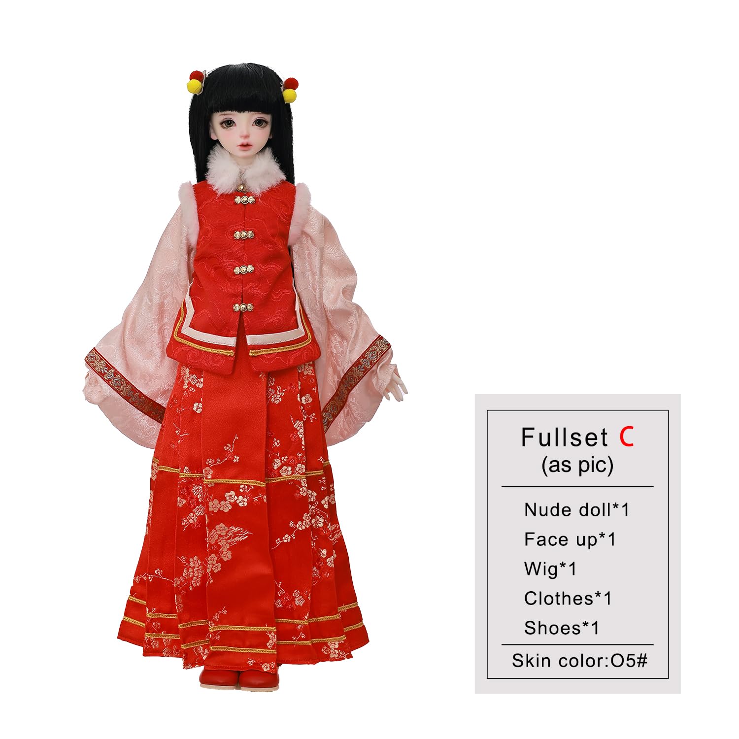 Oueneifs 1/4 Bunton C Bjd Puppe Fullset Frühling Festival Stil Harz Spielzeug langes glattes Haar (ohne Frisur)