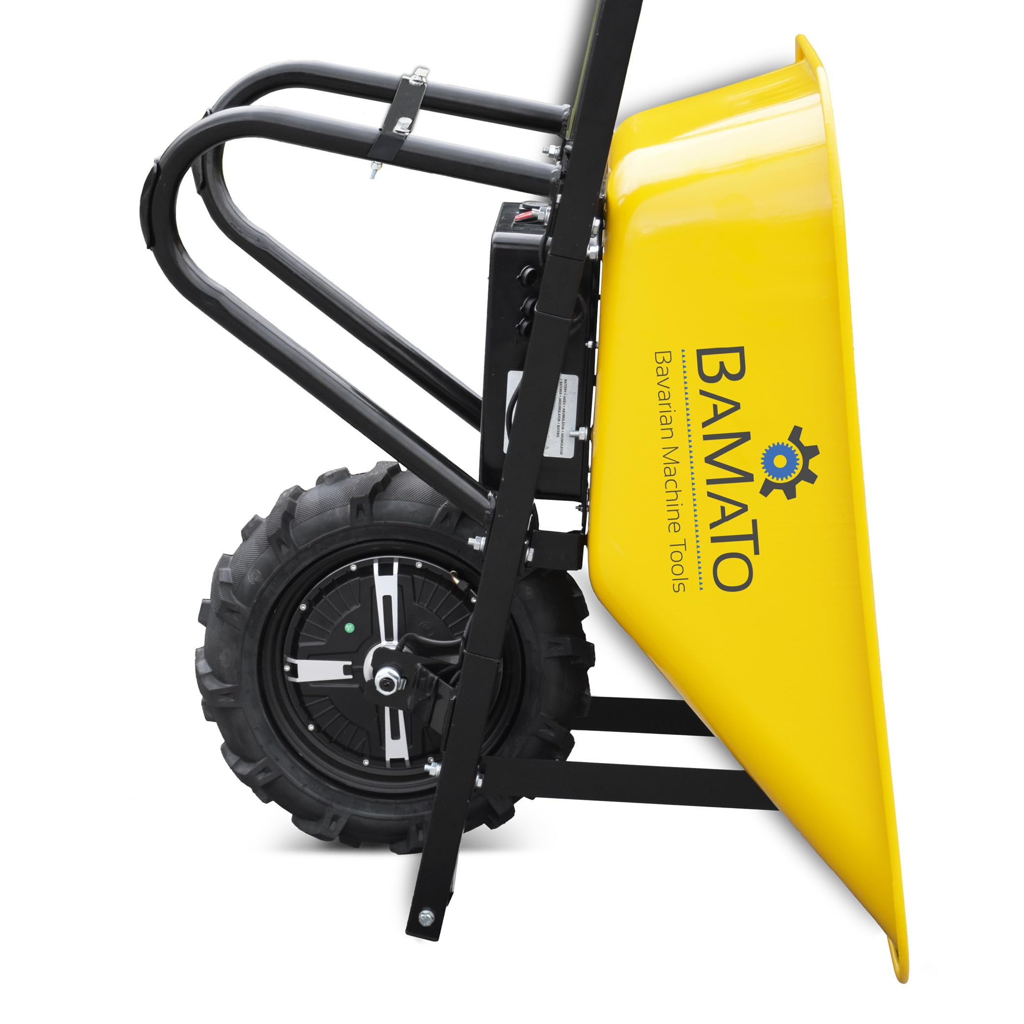 BAMATO elektrische Schubkarre MTR-150 | leistungsstarker 500W Elektromotor | Tragkraft 150 kg | Fassungsvermögen 75 Liter | Schubwagen Elektro