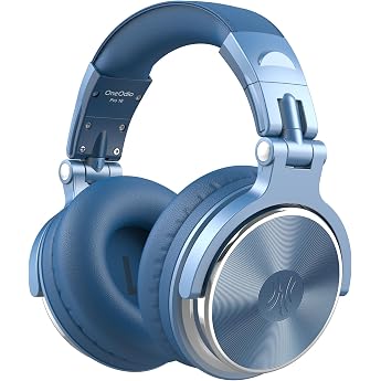 OneOdio Over Ear Headphones with Cable 50 mm Driver Bass Sound 6.35 & 3.5 mm Jack Share Port Closed DJ Headphones for Studio Podcast Monitor Mobile Phone PC MP3/4 Pro-10 Sky Blue