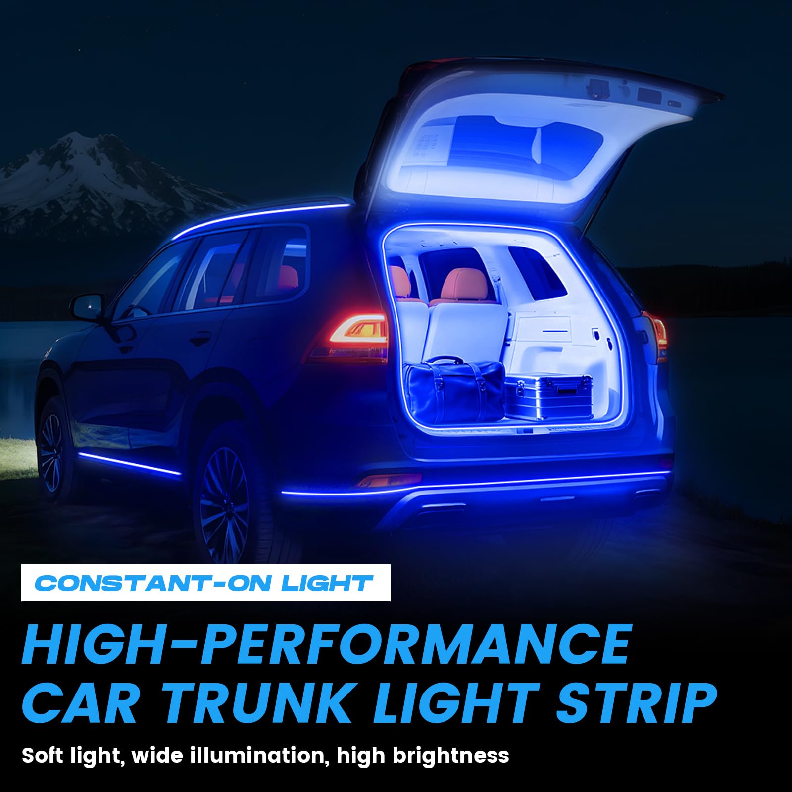 Auto LED Striscia di Luce per il Tronco, Striscia LED Flessibile e Tagliabile per Bagagliaio Impermeabile Universale per Auto SUV Camion (Blu, 4 m/158 in)