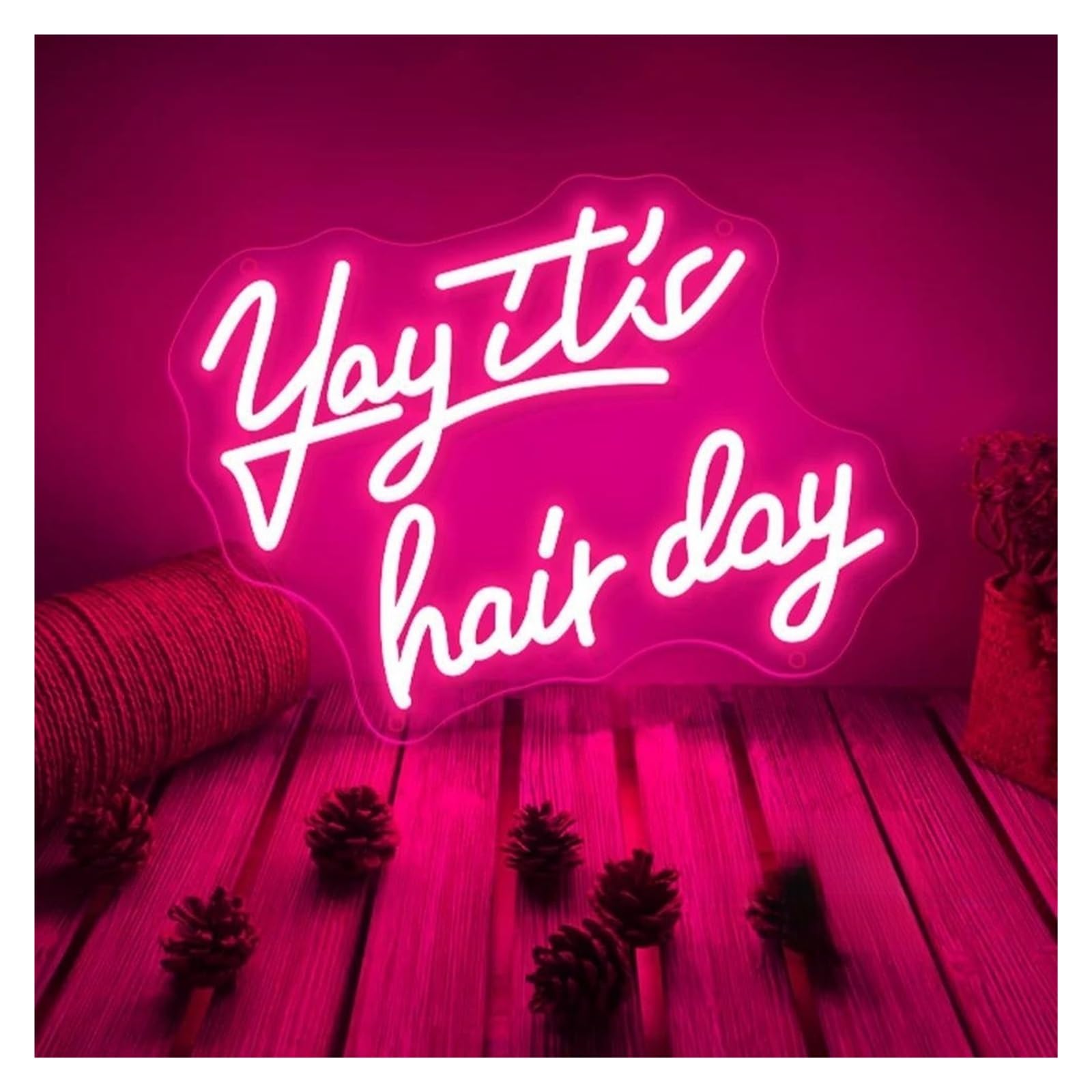 SHOUXI Sign Lamp Yay It's Hair Day Neon Sign Light Dimmable for Beauty Room Lash Room Wall Decor Sign Illuminated USB Lamp 40cmx30cm