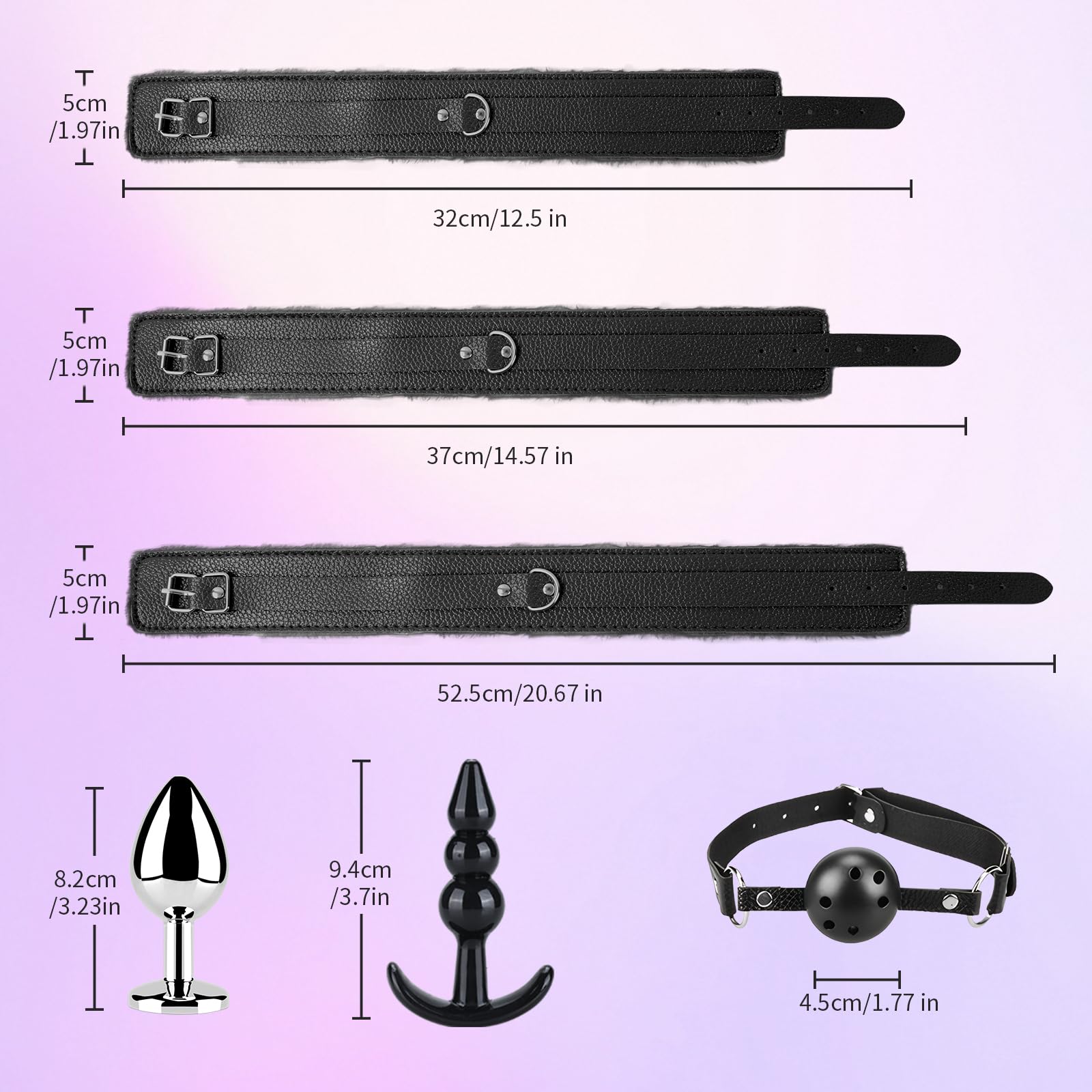 Qoosea SM Bondage Kit 15 Piezas, BDSM Restraints Kits Erótico Set Juguetes Sexuales Plug Anal con Cola de Zorro Butt Plug Set para Parejas, Bondage Set Esposas para Principiantes y Experimentados