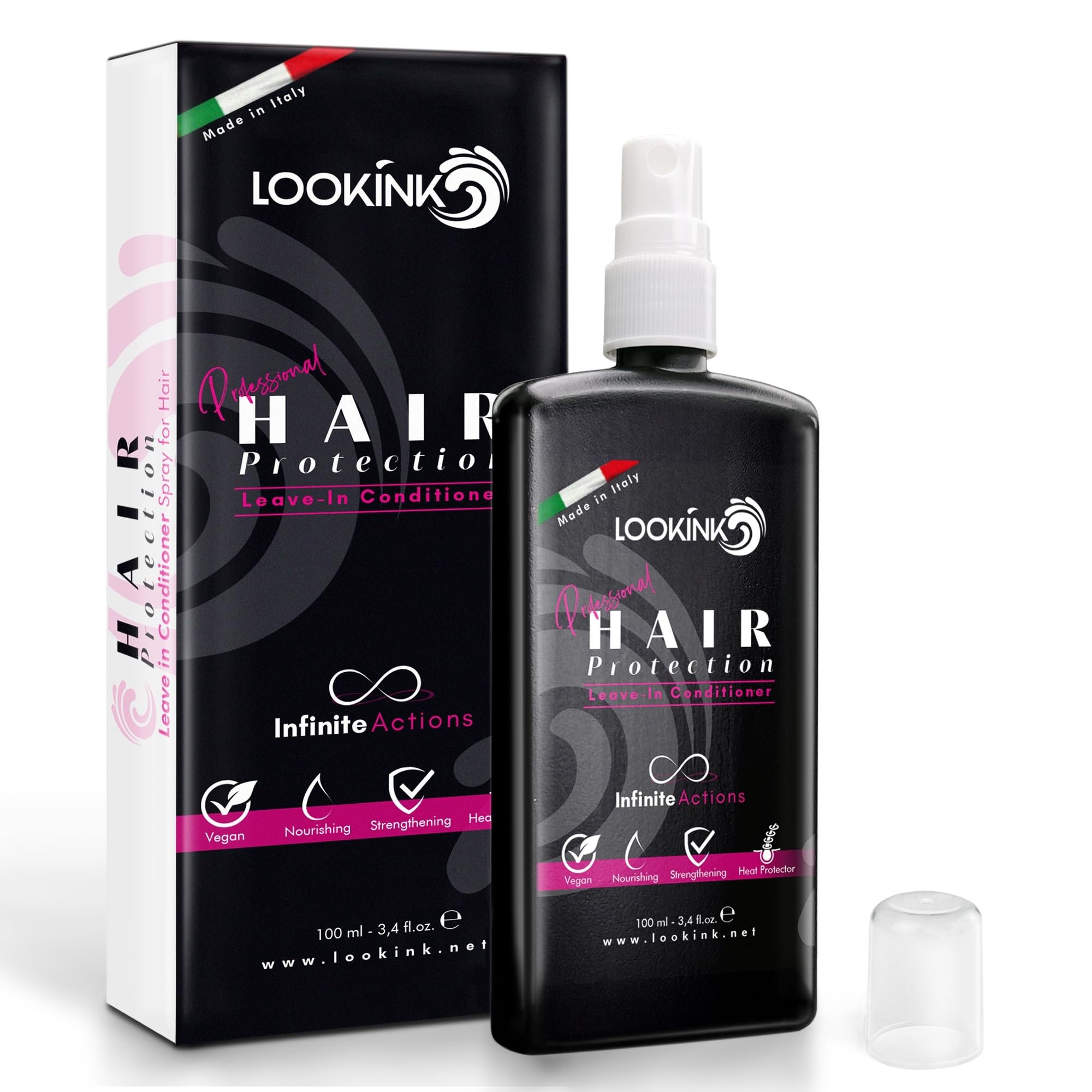 Ochrona włosów w pozostawianiu 100 ml - profesjonalna ochrona przed przegrzaniem włosów - ochrona przed ciepłem w temperaturze 230°C i UV, przeciw puszeniu, przeciw zapachom i wilgocią, nawilża,