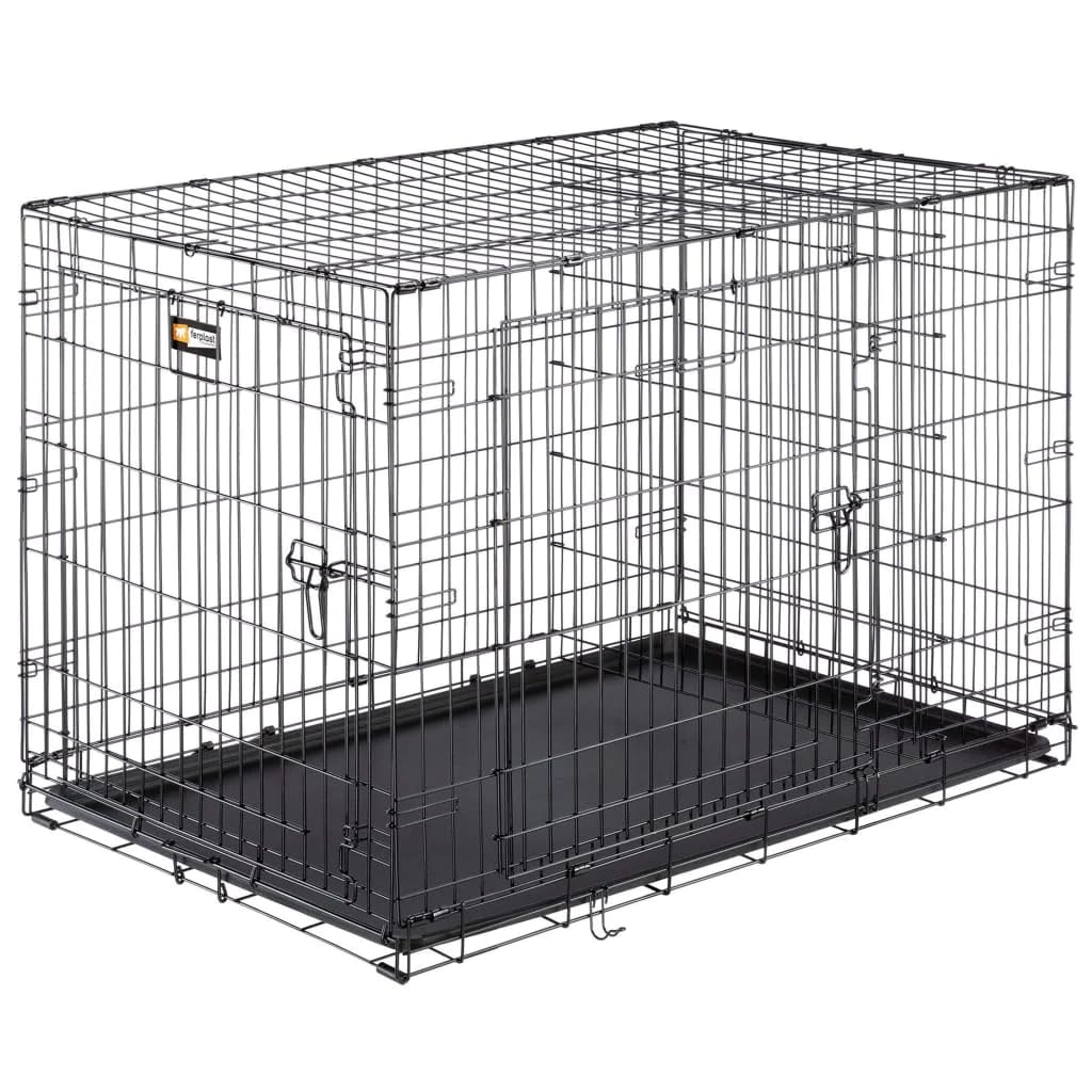 Ferplast Gabbia pieghevole per cani DOG-INN 105 Recinto per cuccioli, Trasportino in metallo, Separatore incluso, Porta doppia con chiusura di sicurezza, 108,5 x 72,7 x h 76,8 cm Nero