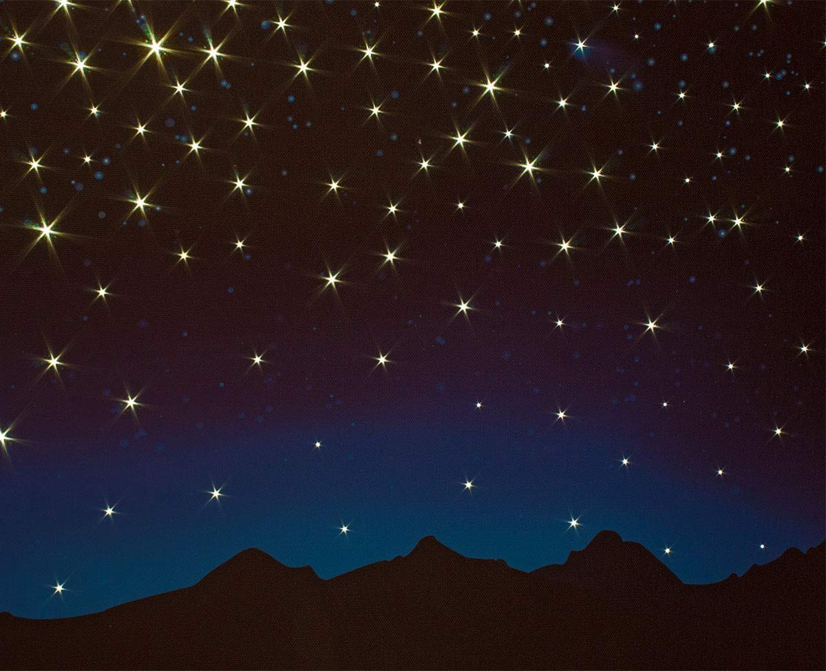 Cielo Luminoso con Montagna a LED con Funzione Touch, Fibra Ottica, Alimentato a Batterie, Accessorio per Presepe 40x60x2,5 cm - Made in Italy