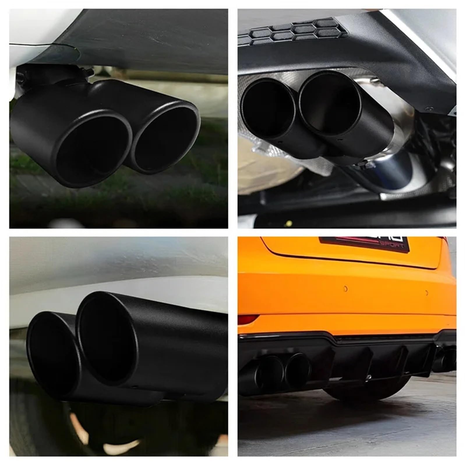 Car Silencer 63mm - Końcówka rury wydechowej 1 szt. Uniwersalny samochód Podwójny wylot Stal nierdzewna Czarny tłumika Podwójna rura Końcówki rurki Akcesoria