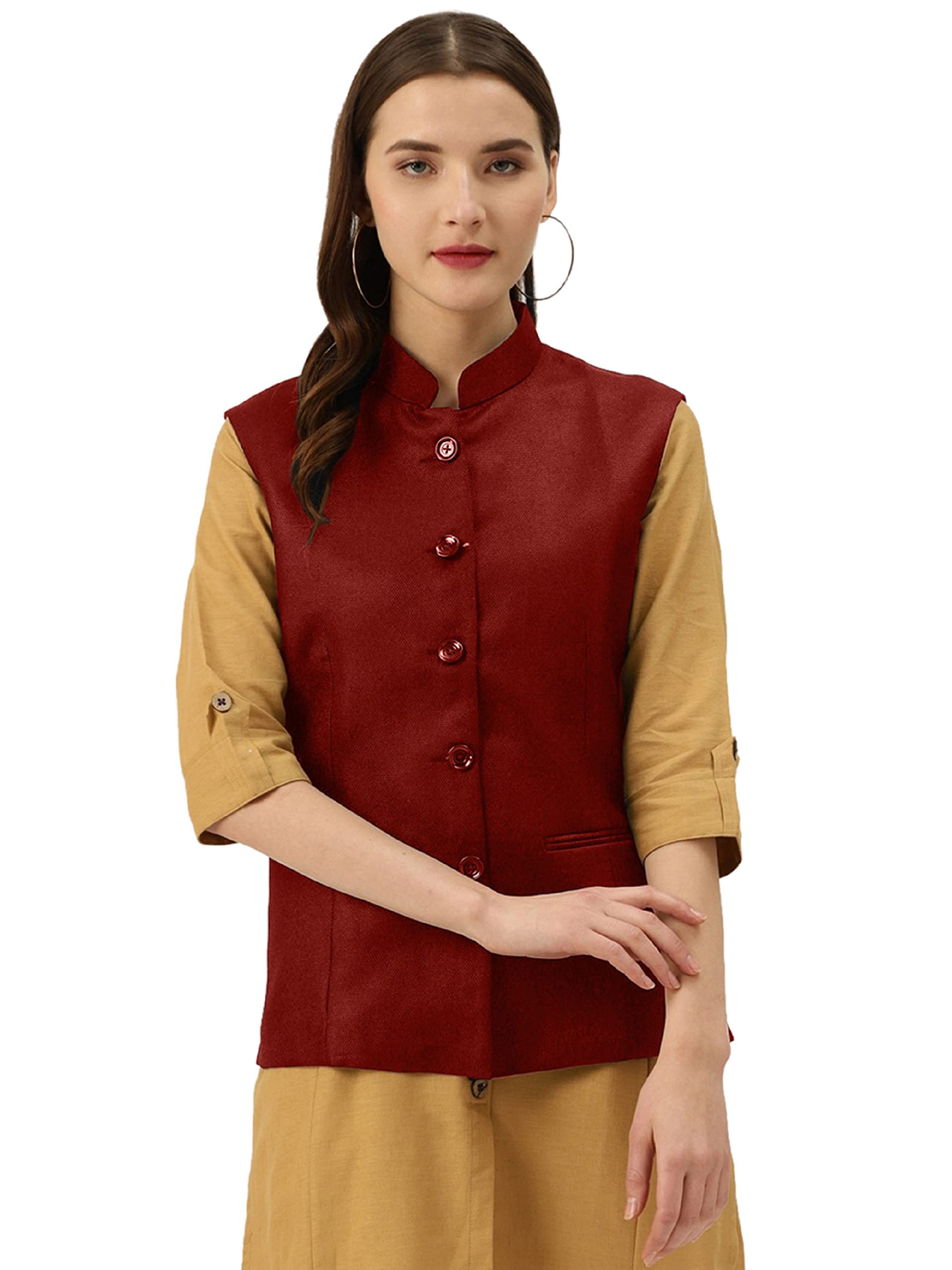 vastraa fusion Women's Solid Nehru Jacket-picture-20