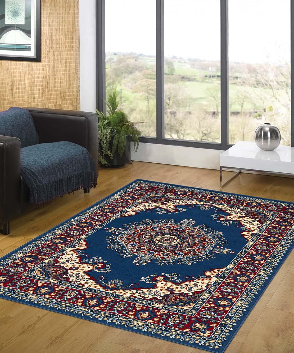 Lot de 3 tapis bon marché persans oriental style classique 4480 bleu ciel tris descente de lit (1 pc. 70 x 130 + 2 pièces 55 x 105)