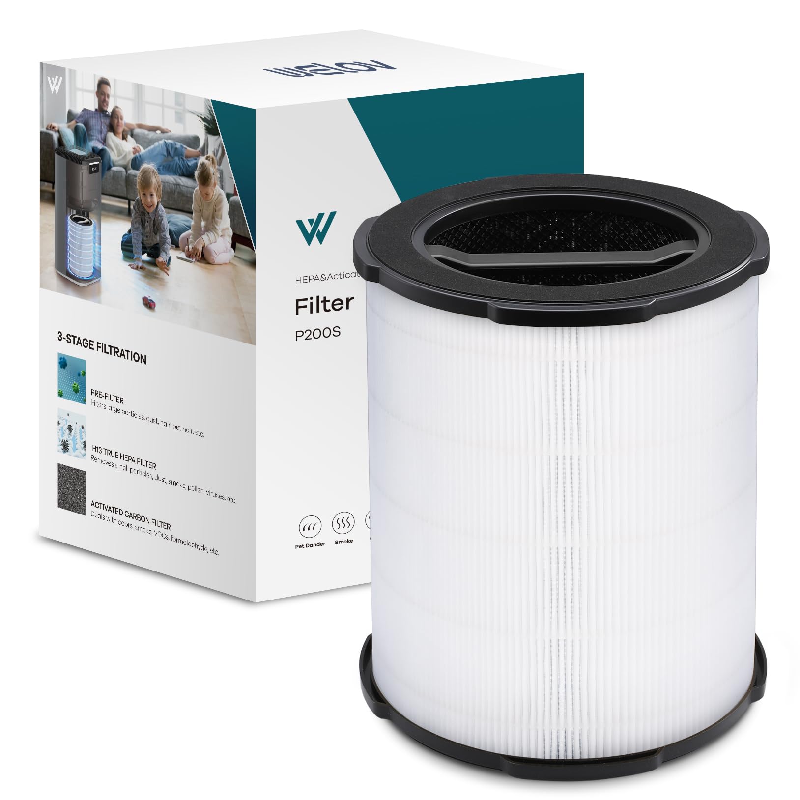 WELOV P200S P200 Pro Air Purifier Replacement Filter 3-in-1 H13 True HEPA and High-Efficiency Activated Carbon Filter for
