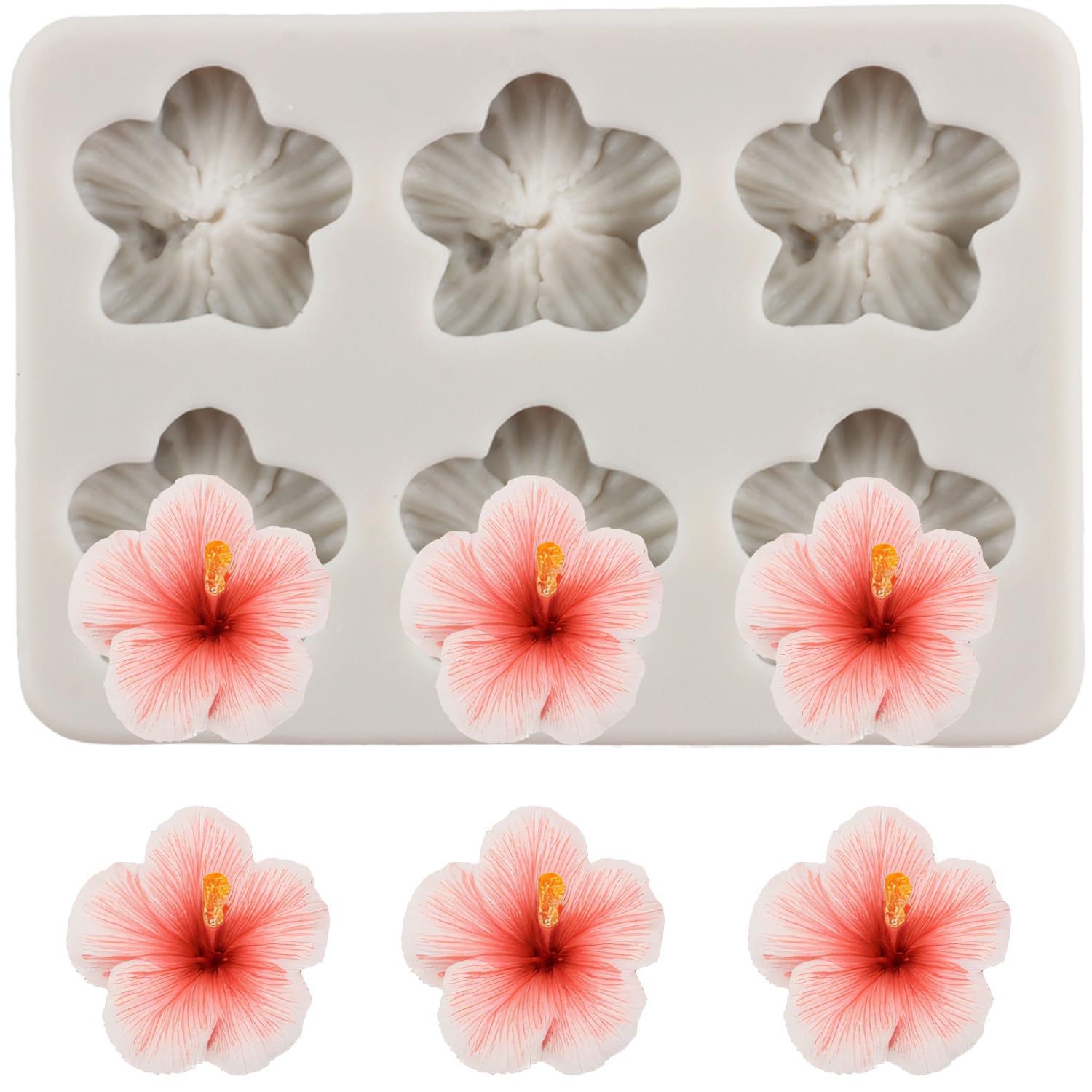 Sijiangmold Flower Silicone Mould Hibiscus Flower Fondant Moulds