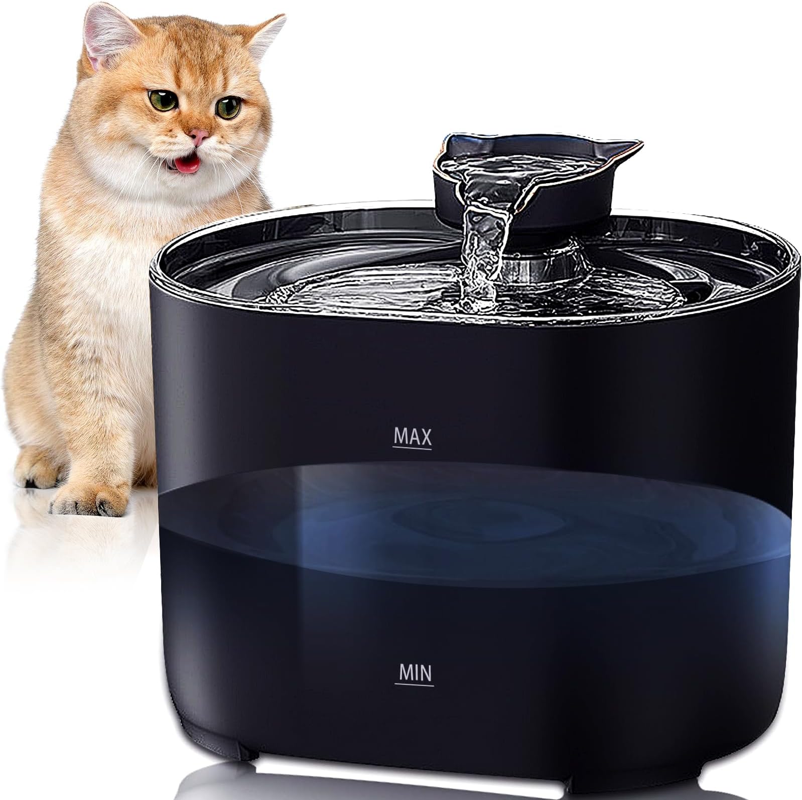 Yoawllty Cat Water Fountain, Pet Fountain with Water Filter for Cat Dog Water Drinking Automatic Pet Water Dispenser Drinking Bowl Quiet for Cats, Dogs, Multiple Pets (Black)