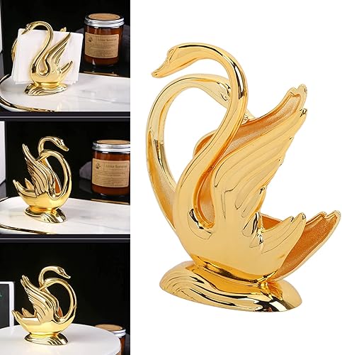 Miniatura 2 de Servilleteros dorados, soporte de servilleta de cisne de metal inoxidable, elegante soporte de servilleta de mesa moderno dorado, soporte