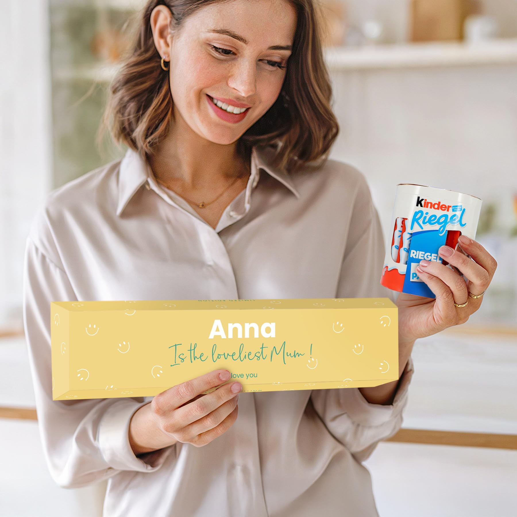 Kinder cioccolatini personalizzati - Barretta XXL Kinder con nome o foto, regalo dolce e originale da personalizzare per Natale
