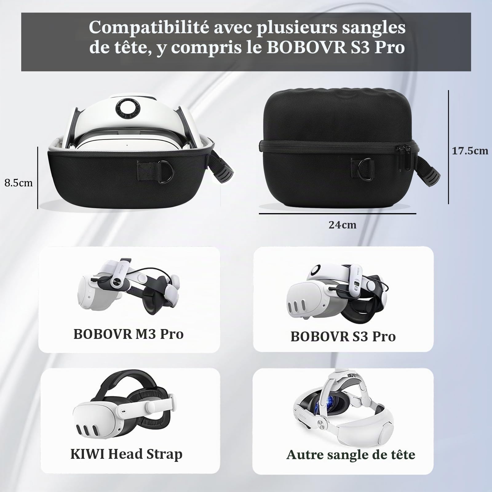 Étui rigide pour Meta Quest 3S/Quest 3 Étui de protection portable pour casque de jeu Meta Quest 3S/Quest 3 et accessoires de contrôle tactile Protection contre les chocs accidentels,les chutes et les
