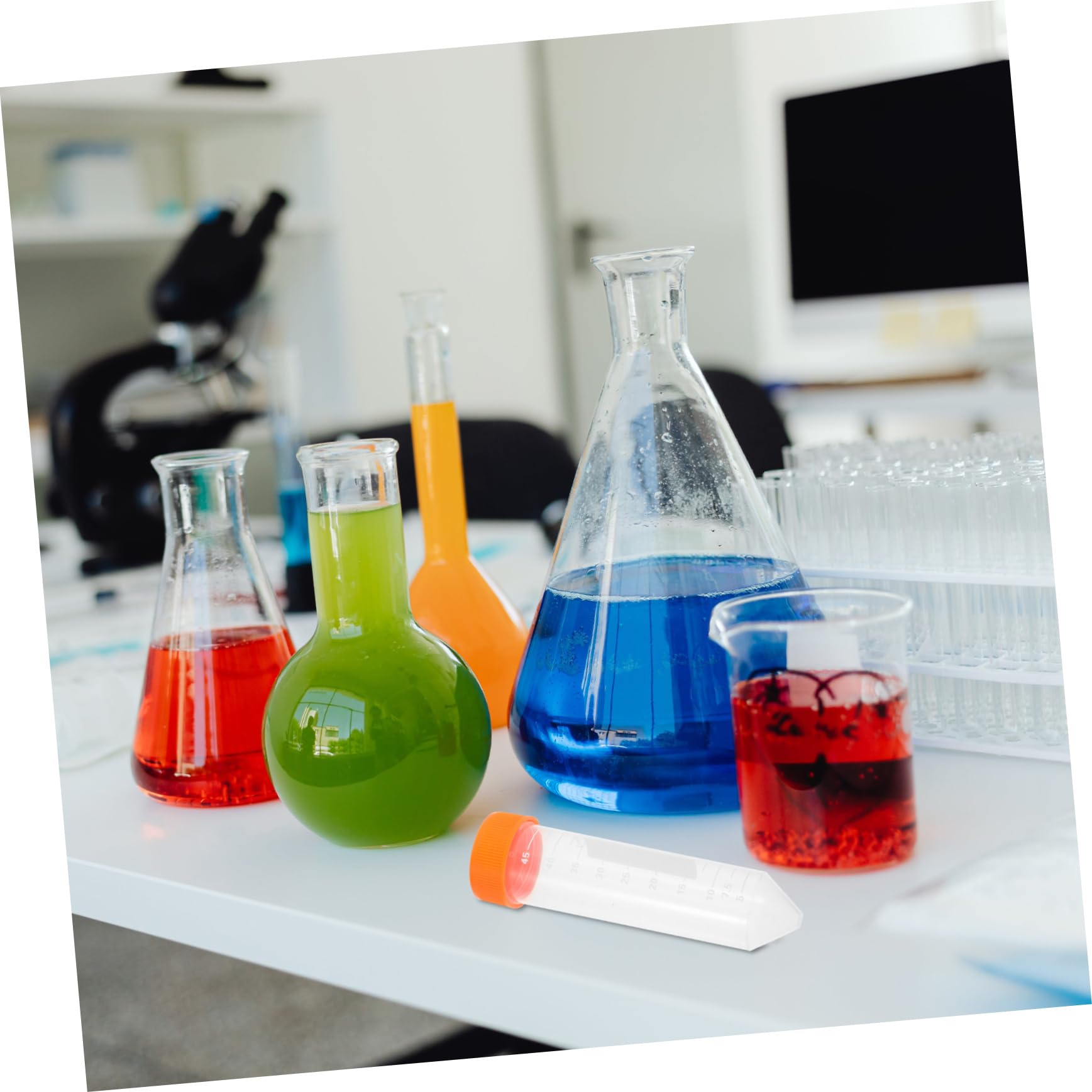 SOLUSTRE 100kawałki Sztuk Probówek Stożkowych z Wodoodpornymi Zakrętkami Do Przechowywania Szczelne Pojemniki Laboratoryjne Do Pomiarów i Eksperymentów