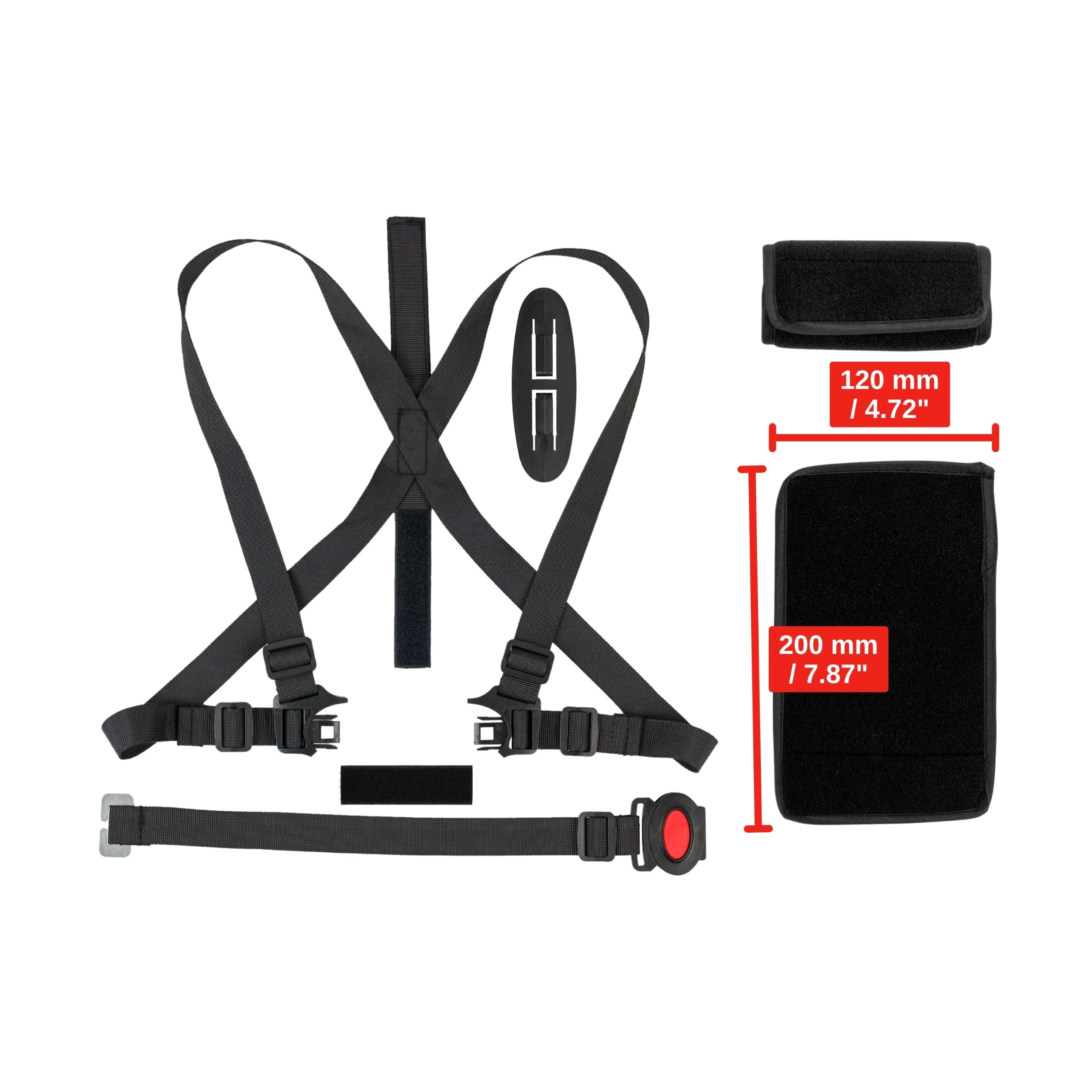 Sistema de arnés de 5 puntos para trona, 1 Set, compatible con Hauck, Stokke Tripp Trapp, Roba, en Negro, arnés para trona con 2 almohadillas de arnés y 1 clip de pecho