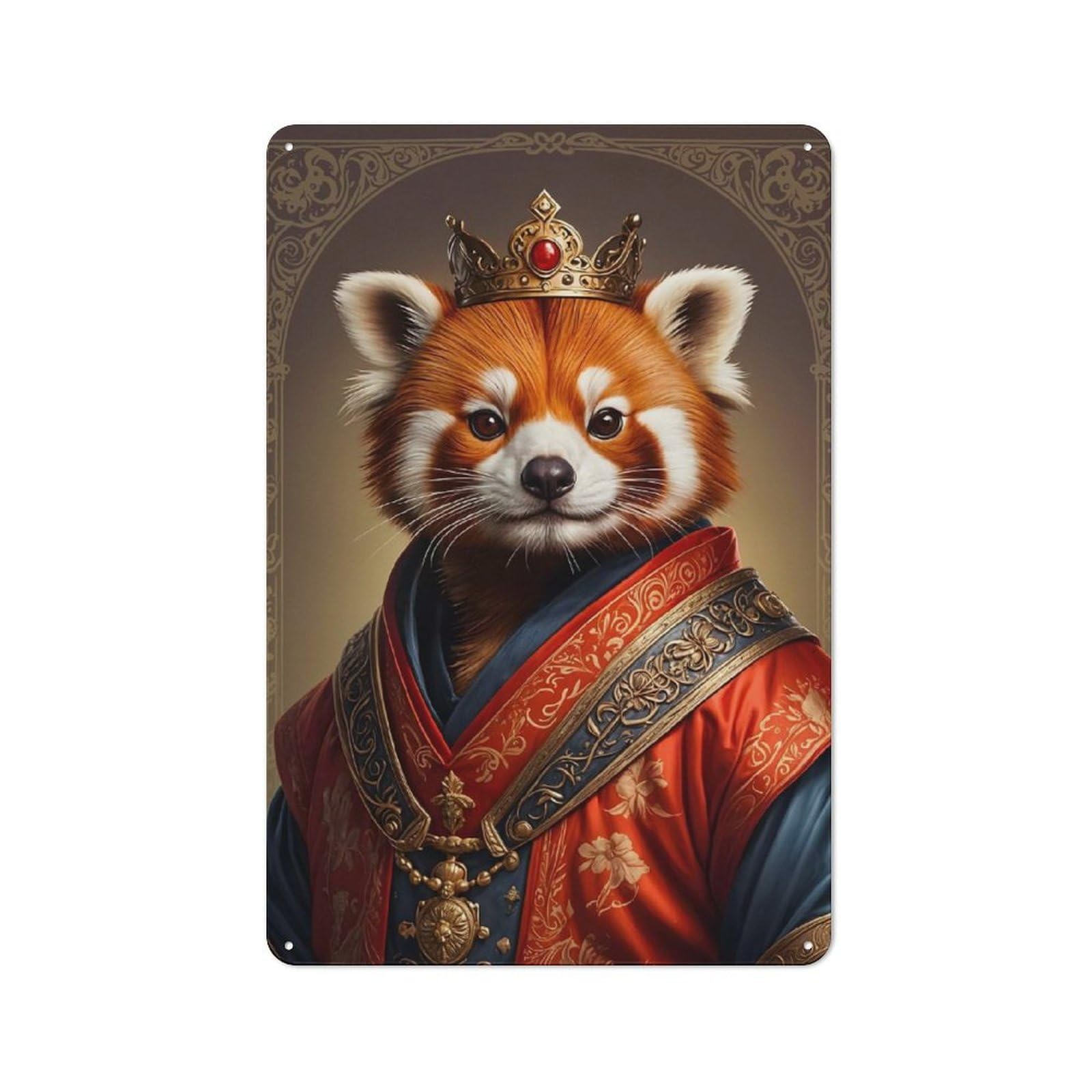 Junmoney Red Panda King Retro Tin Sign 30X20cm For Pub Or Café, For Collectors Building A Themed Wall Display