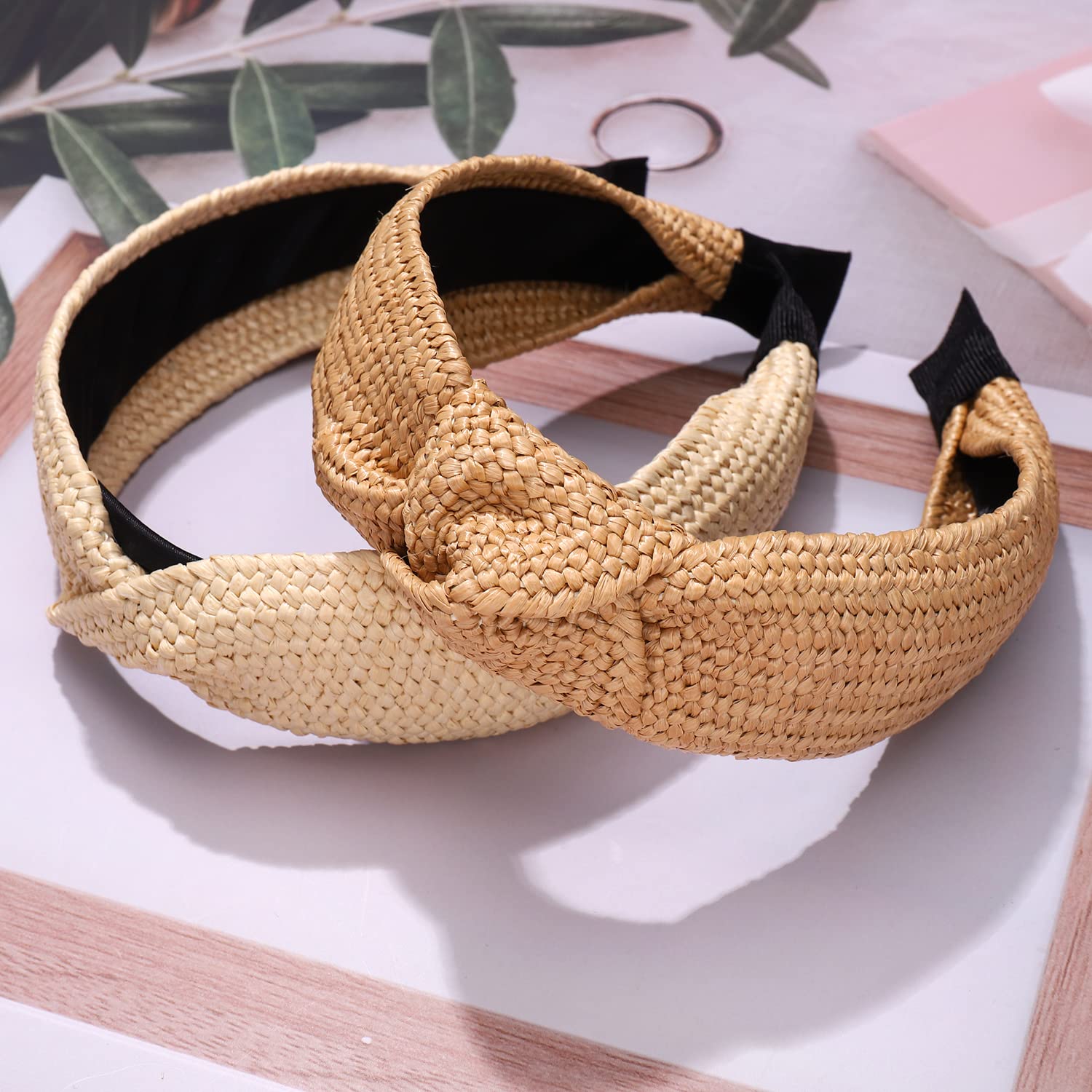 Rattan Wide Headbands ~ Bundle of 3 Amazon.com : Tobeffect Straw Headbands for Women, 2 Packs  main image 4