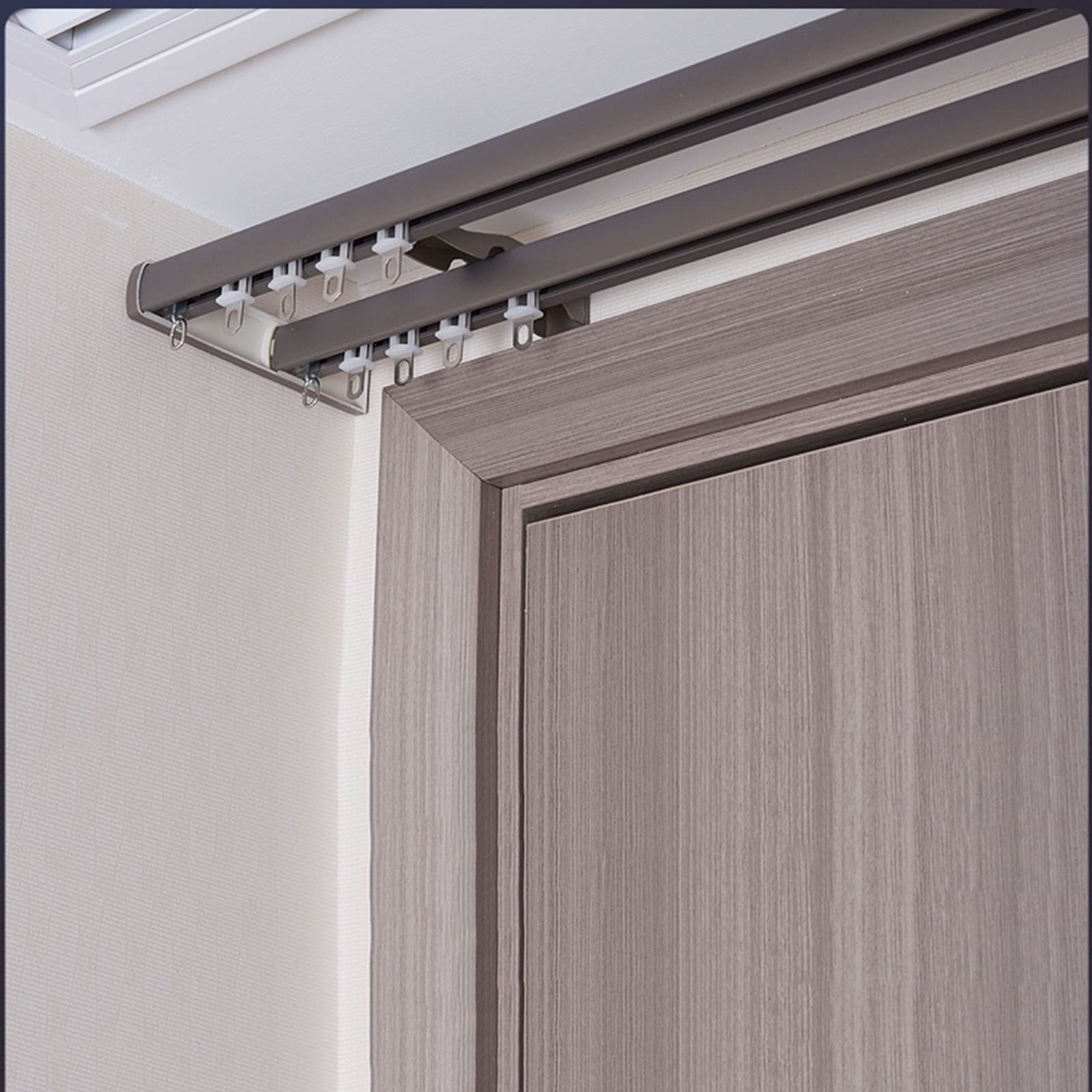 Rail Rideau Double En Aluminium Pour Plafond - 320 Cm, Blanc, Pour Salon, Chambre, Salle De Bain, Séparateur