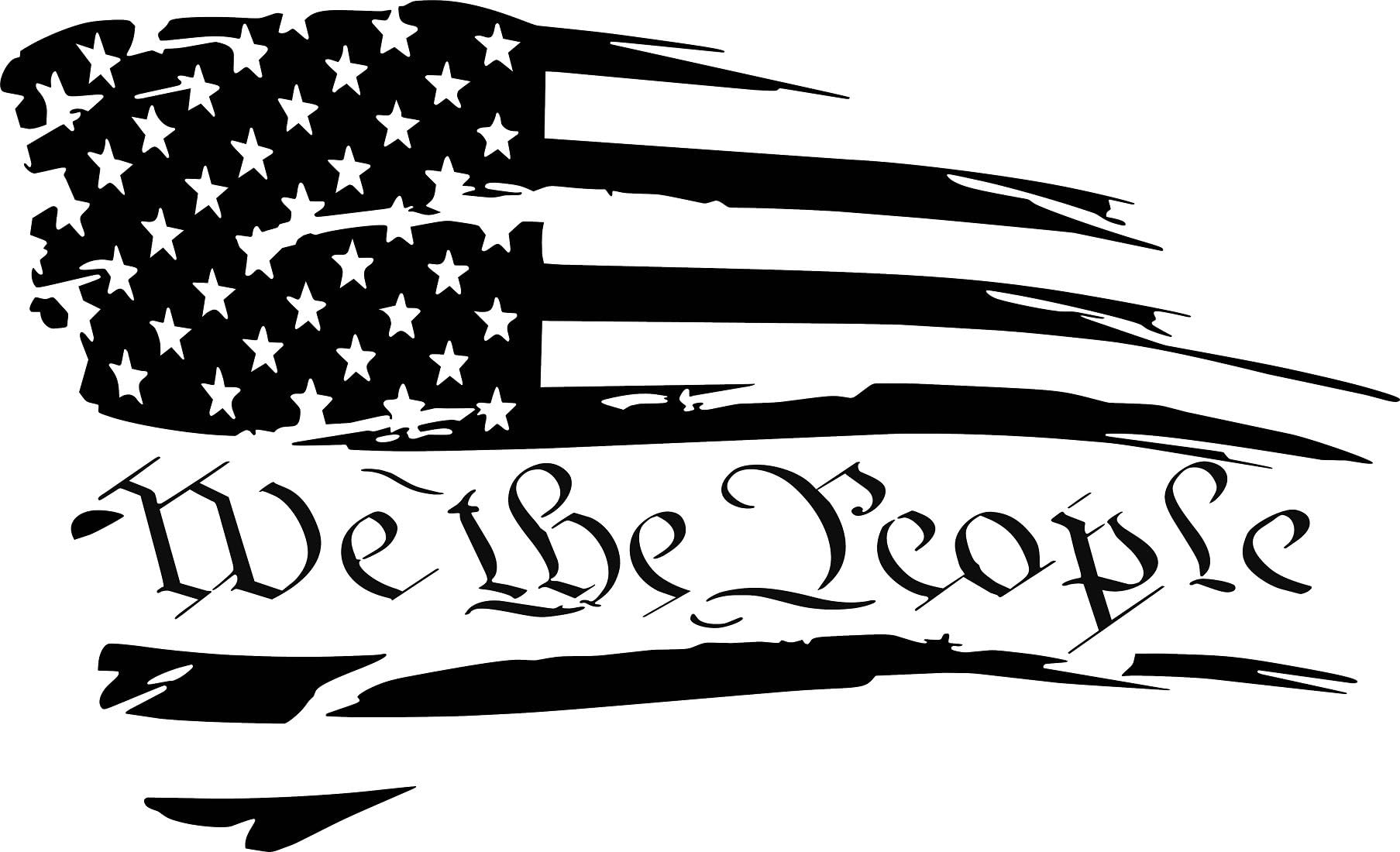 We The People Distressed American Flag Window Vehicle Vinyl Decal Sticker