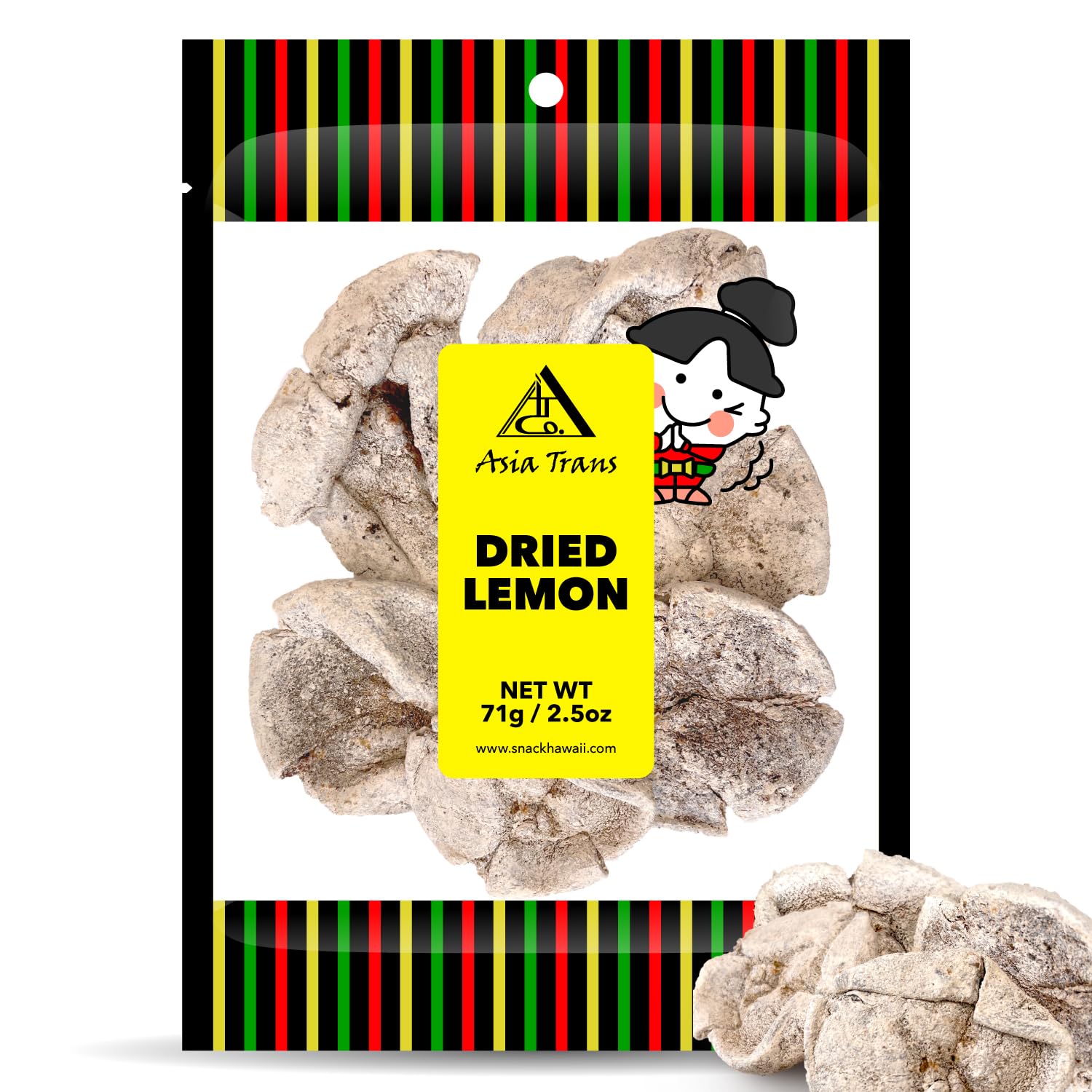Dried Preserved Whole Lemon - Dehydrated Fruit Peel Snacks, Whole Lemon Crack Seed Slices, Sweet, Salty & Tart Citrus Flavor, Li Hing Mui Preserved Asian-Style Dry Candy, 2.5oz