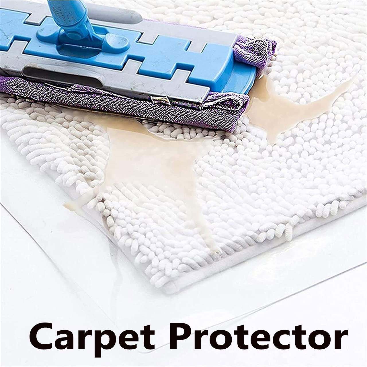 Tapis de Protection de Sol Extra Large en PVC Transparent, rectangulaire, en Vinyle, pour sols en Bois Dur, Anti-poussière et Lavable (100 x 200 cm)