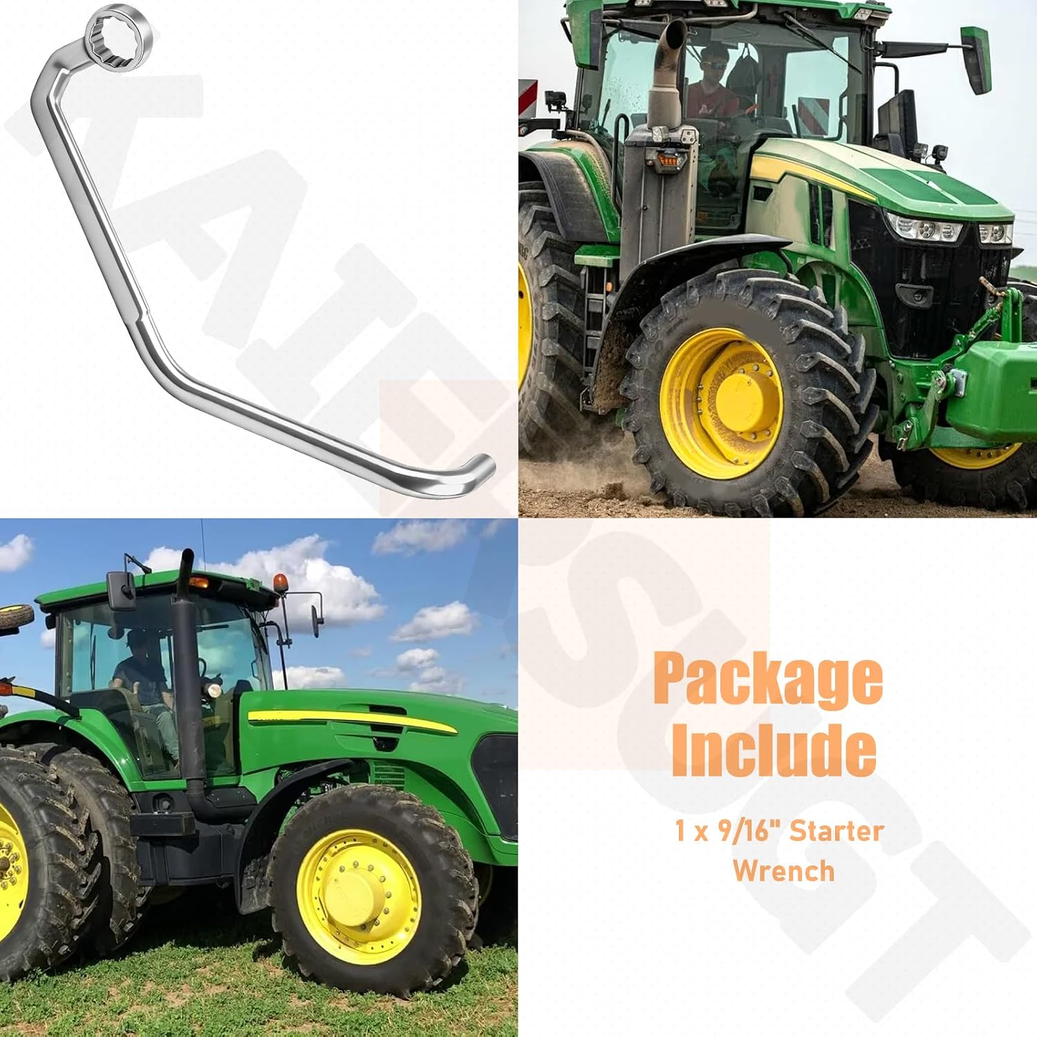 JDE80 9/16" Starter Wrench - Motor Mounting Bolt Special Repair Tool for John D-eere Tractors 3029, 4024, 4039, 4045, 5030, 6059, 6090, 6105, 6125, 6135, 6466, 6068, 6076 and 6081 Engines
