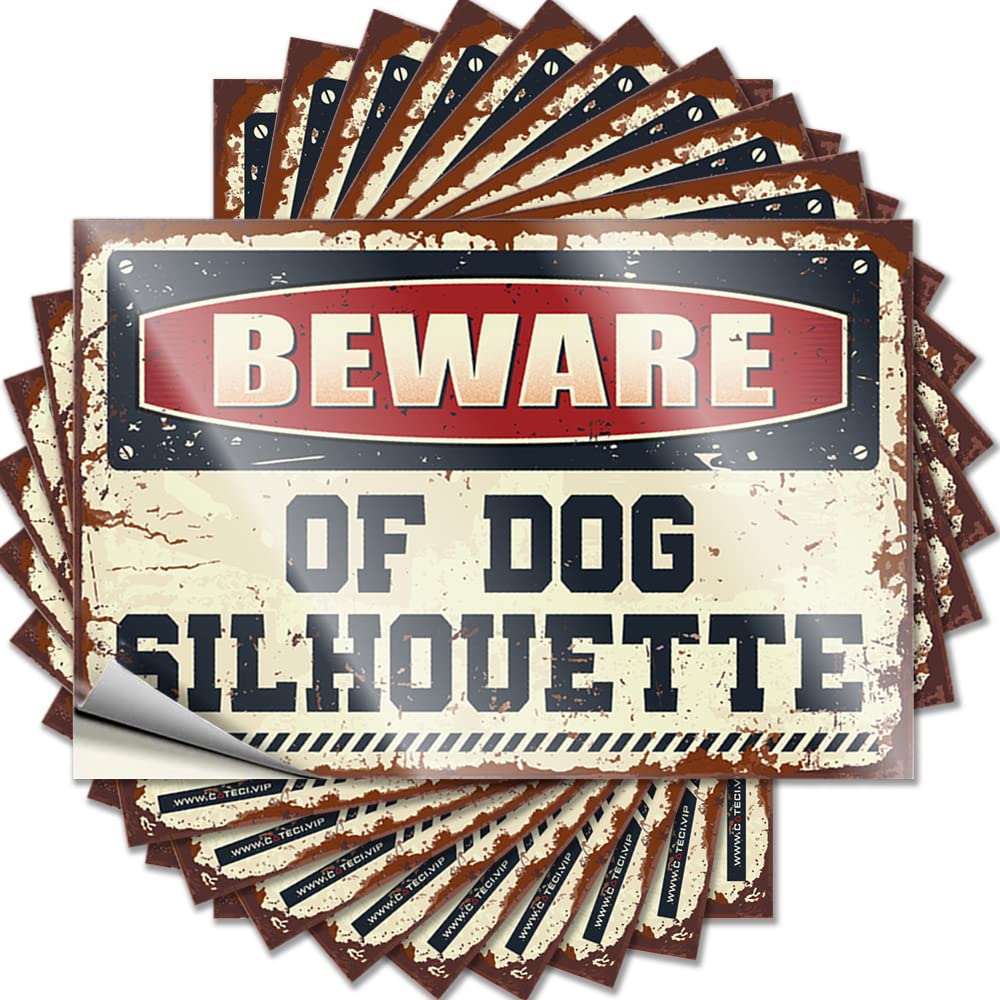 Beware of Dog Silhouette Vintage Tattoos | Gamers Accessories Waterproof Vinyl Cover Western Removable Decal Peel Stick(6X9CM)