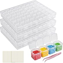 RITOLLO 168 Pcs Diamond Art Storage, 3 Set Small Storage Box with Lid & Labels - Clear Craft Bead Organizer with Tweezers for DIY Gems, Beads, Small Items