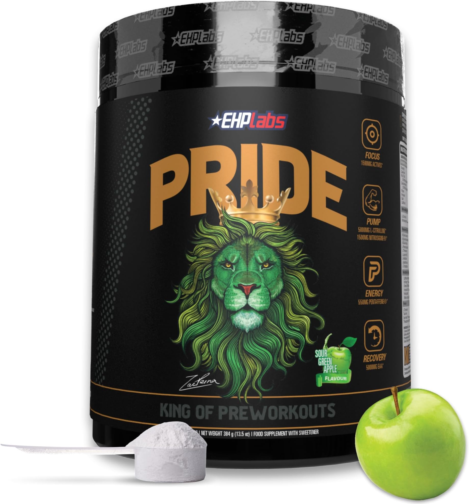 EHP Labs Pride Pre Workout Supplement Powder - Full Strength Pre-Workout Energy Supplement, Sharp Focus, Epic Pumps & Faster Recovery - Sour Green Apple (40 Servings)