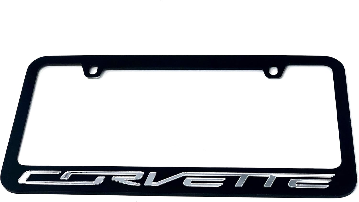C7 Corvette License Plate Frame - Made in USA - Black with Mirror Script for 2014-2019 Corvettes