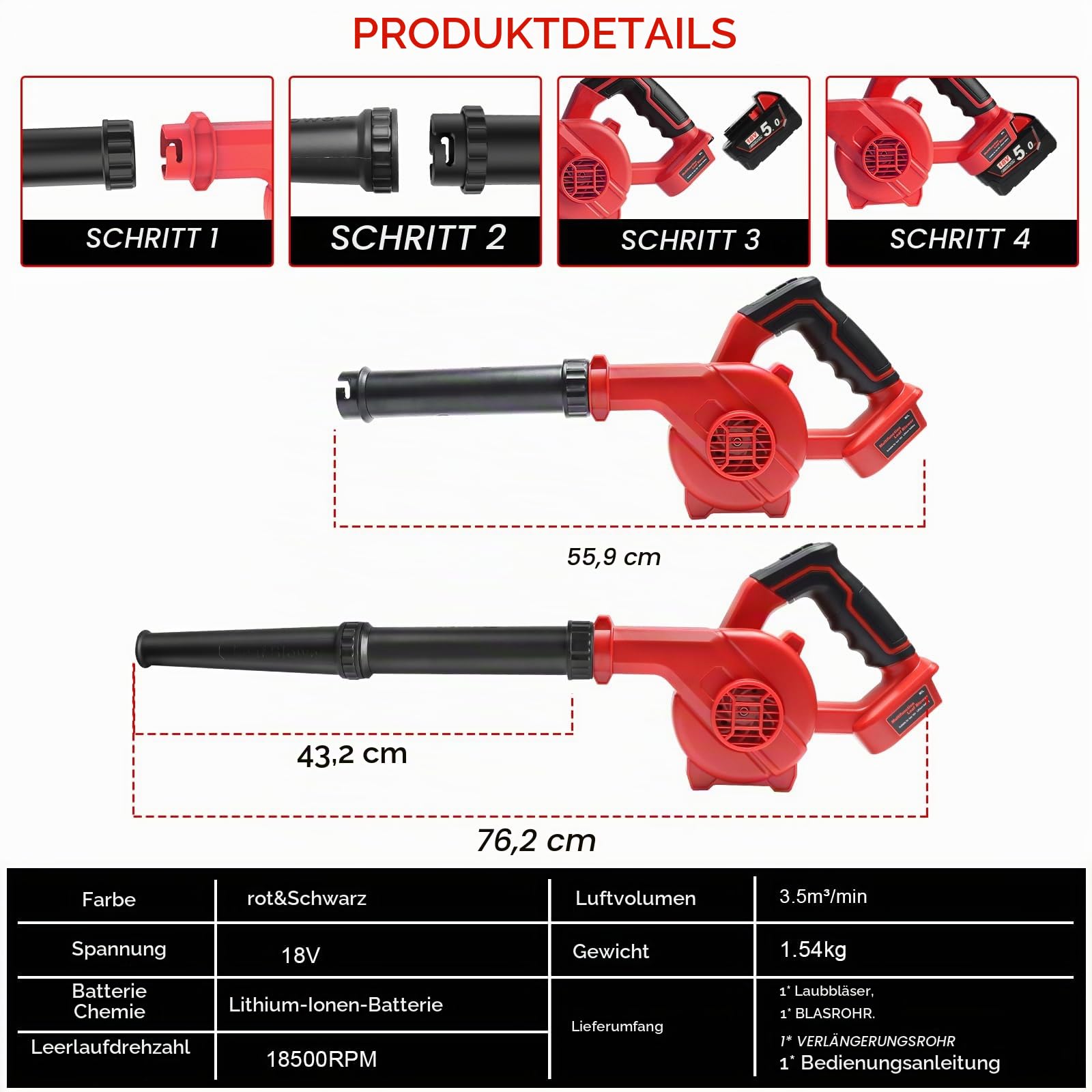 Souffleur de Feuilles sans Fil pour Milwaukee M18 18V,2X 5.0Ah Batterie et Chargeur Inclus
