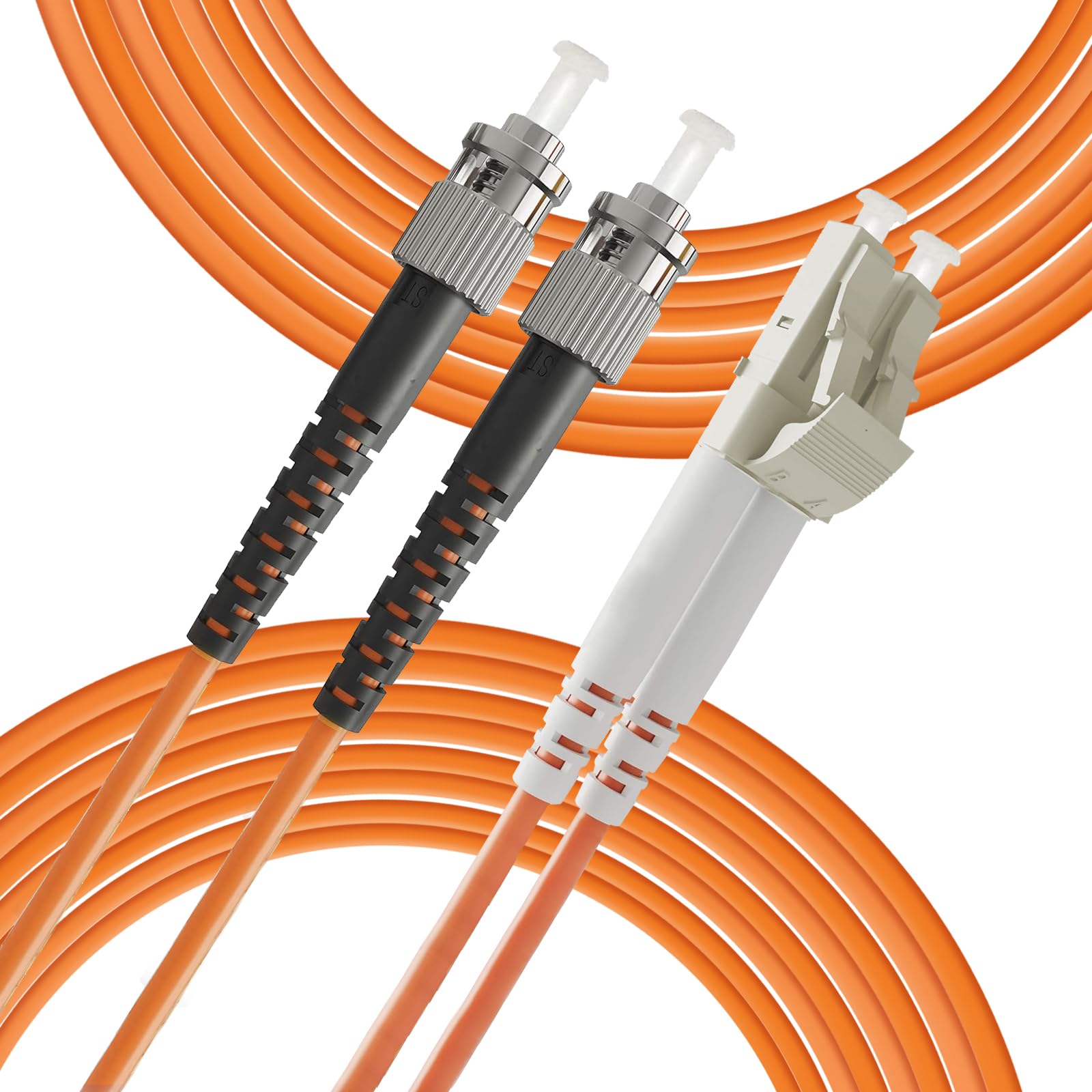 LC to ST Fiber Patch Cable, Multimode Duplex OM2 50/125um Fiber Optical Patch Cord, LC/UPC-ST/UPC Fiber Jumper (5M(16.4FT))