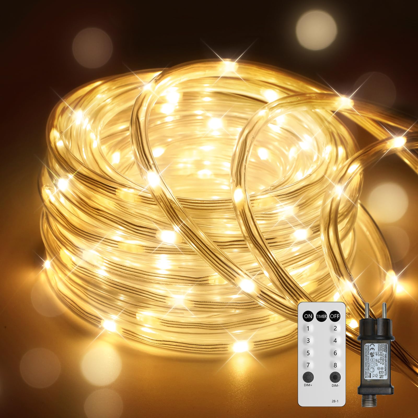 LED Schlauch 20M 400 LEDs Lichterkette Außen Lichtschlauch Outdoor IP67 Wasserfest 8 Modi Dimmbar Fernbedienung Timer Warmweiß Lichterschlauch Aussen Für Außen Party Hochzeit Weihnachten Dekolicht