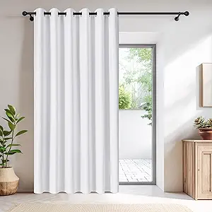 NICETOWN 100% Blackout Curtains Thermal Insulated Room Darkening Drapes Window Long Grommet Light Blocking Blackout Curtain for Living Room Bedroom, 1 Panel, 80 x 90 inch Length, Pure White