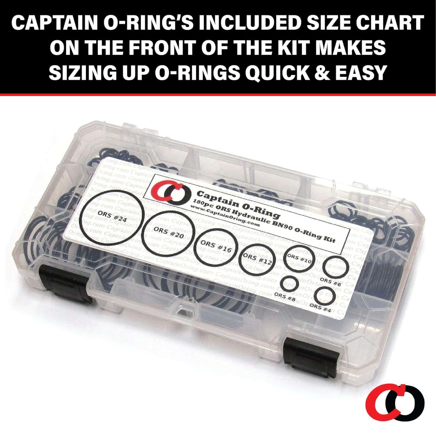 Captain O-Ring ORS/ORFS (for Flat Face Fittings) Hydraulic O-Ring Seal Kit (Buna 90 / BN90-180 Piece Kit)