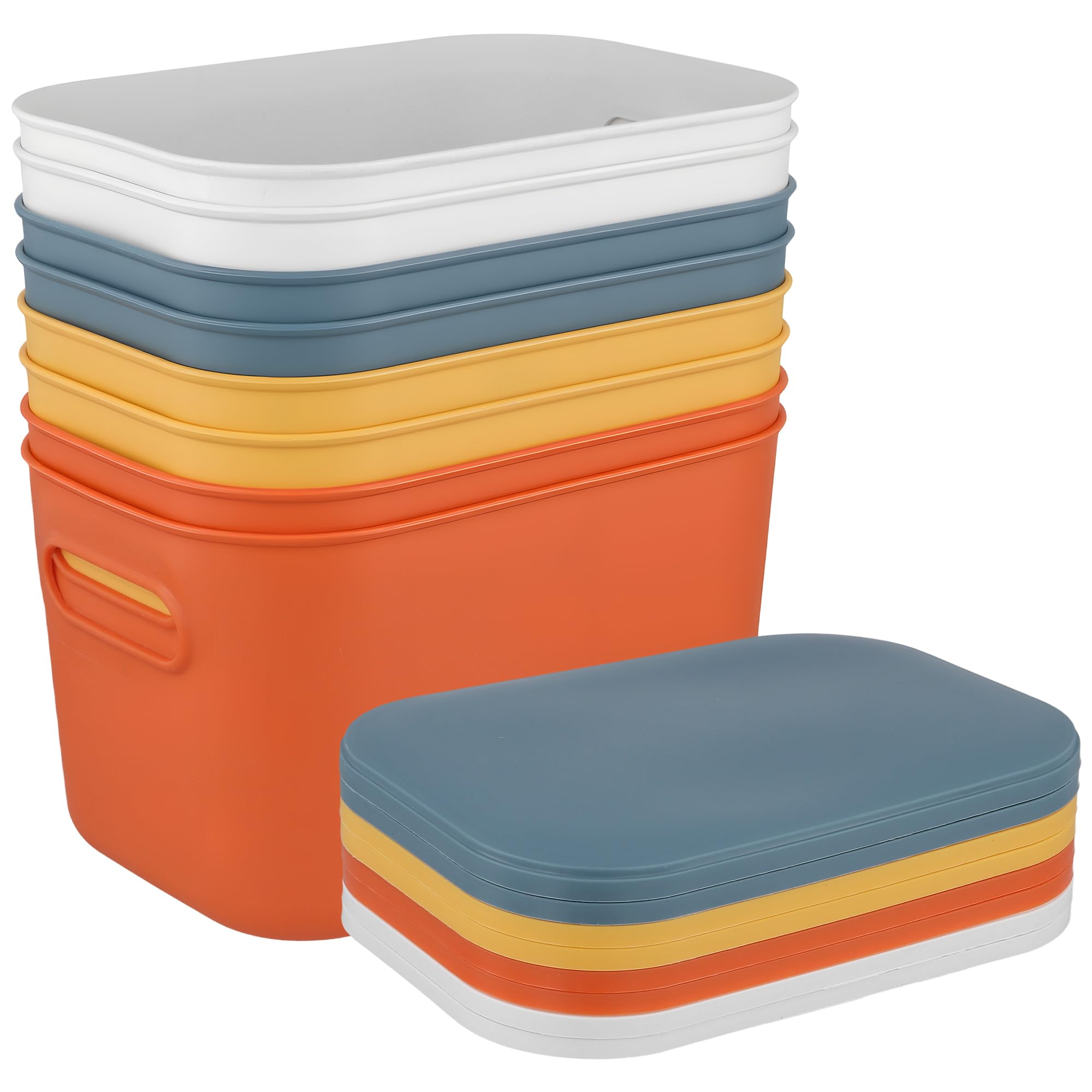 Boîtes de rangement empilables et colorées avec poignées pour armoire et bureau