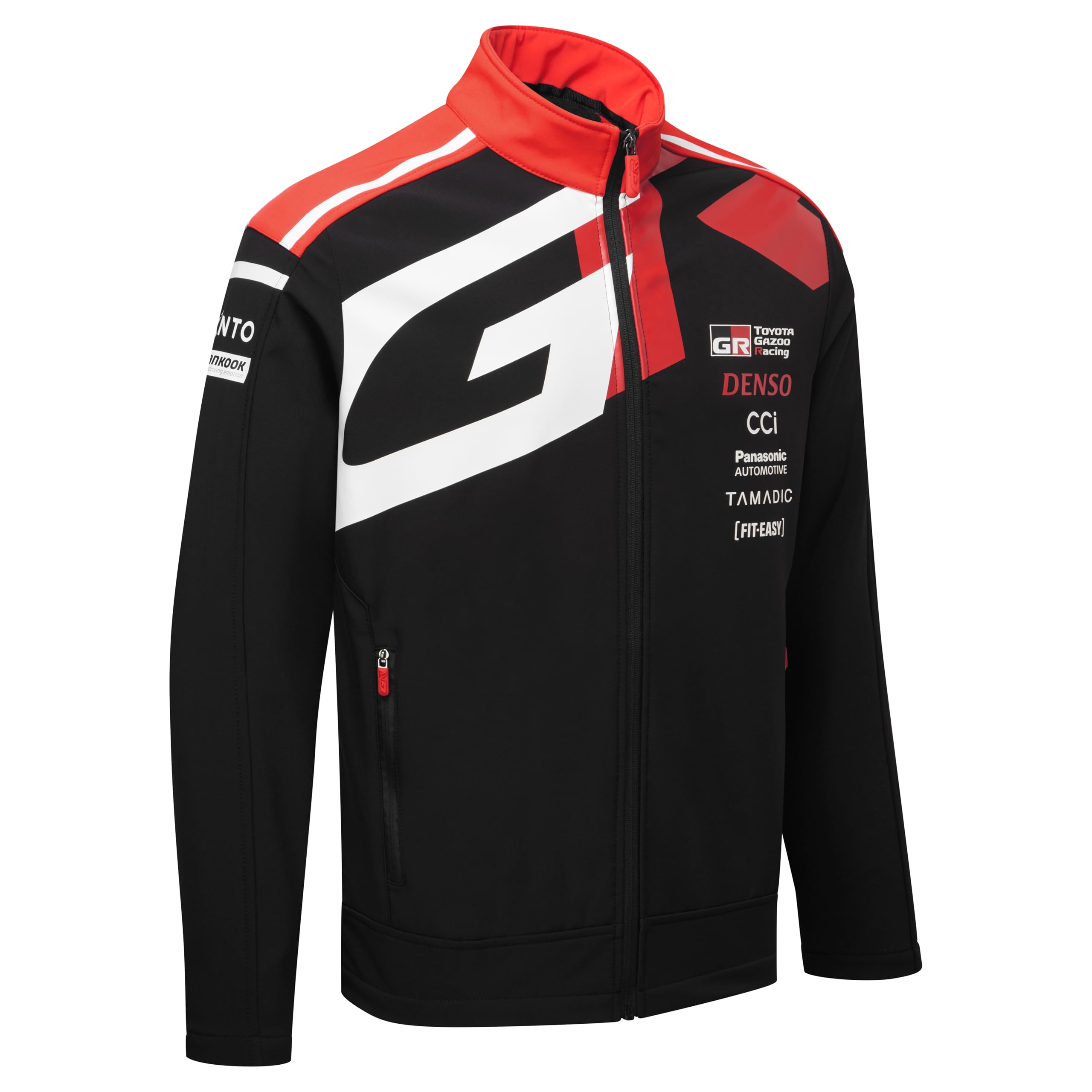 Toyota Gazoo Racing, Official 2025 World Rally Merchandise, Team Full Zip Softshell Jacket, Black, Red, White (UK, Alpha, S, Regular, Regular, Black)