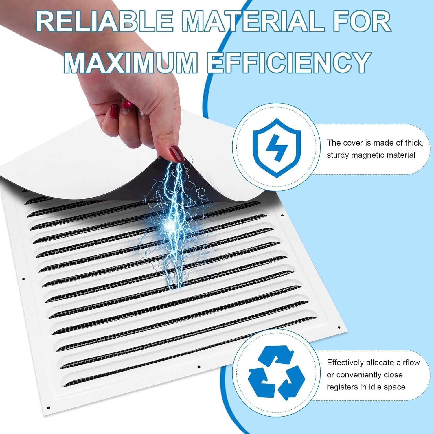 Square Magnetic Vent Covers, Extra Strong Magnets, 13.75" x13.75" (2 Pack), Fits Steel Vents Only, Complete Seal, Air Vent Covers for Home Ceiling, Wall Registers, HVAC, AC, and Heater (13.75IN)