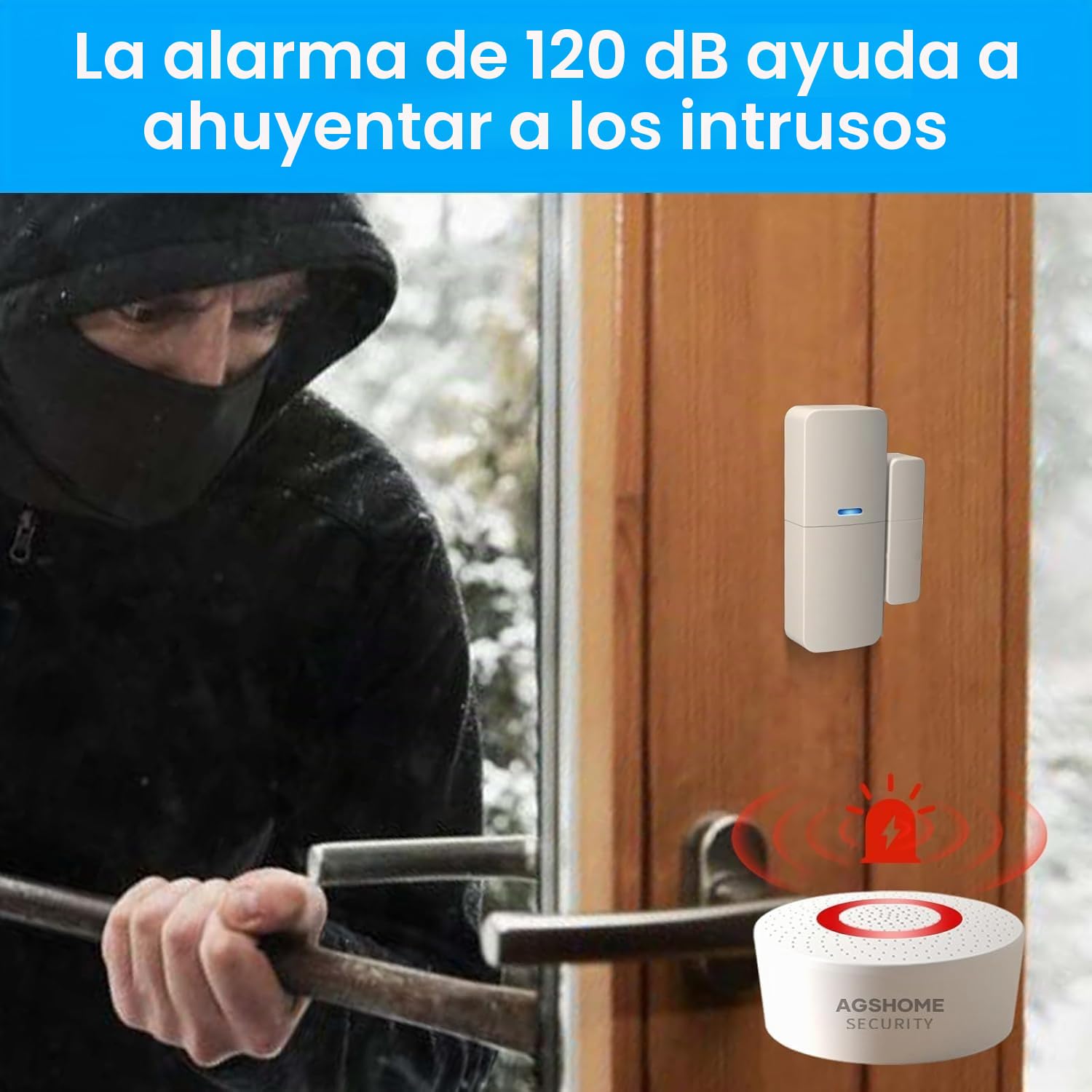 AGSHOME 15 Piezas Alarmas para Casa, Sistema de Seguridad para el hogar con Alarma, WiFi alarmas para Puertas, Trabajo para el Hogar, Apartamento, Garaje, Compatible con Alexa