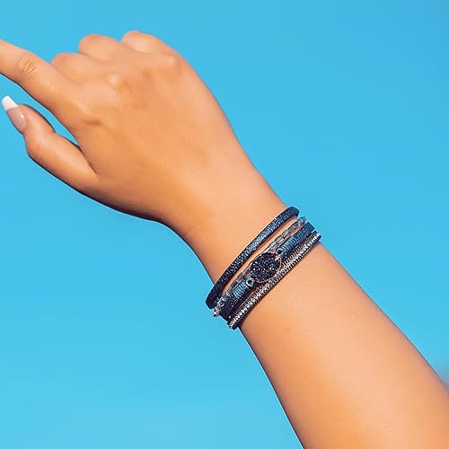 Miniatura 3 de FANCY SHINY - Pulsera de cuero de estilo bohemio con cierre magnético y cuentas de cristal, regalo para mujeres, adolescentes y niñas