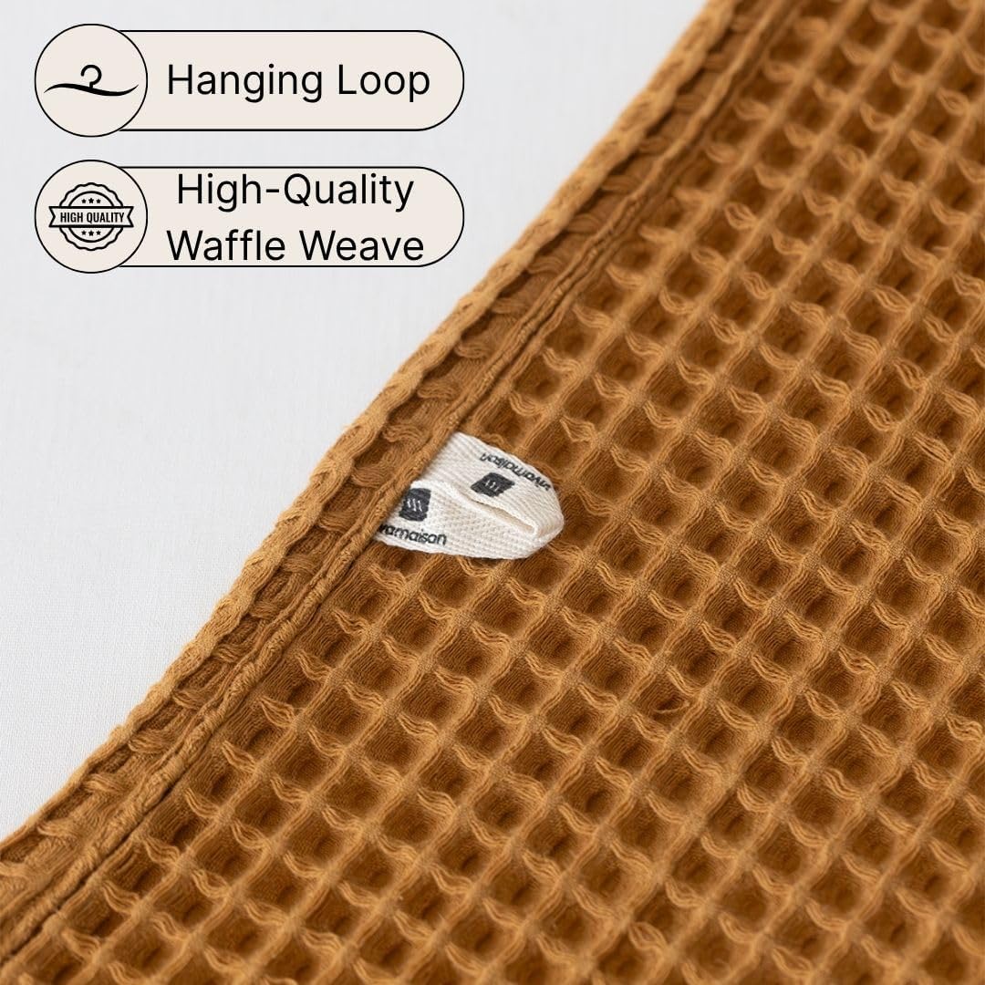 Premium Waffle Bath Towels Pack of 2 Extra Large 35x71 inch - 100% Turkish Cotton, Waffle Weave, Quick Dry, Lint Free, Oversized, Thin Bath Sheet Towel (Caramel, Set of 2 Bath Towels) - Image 6
