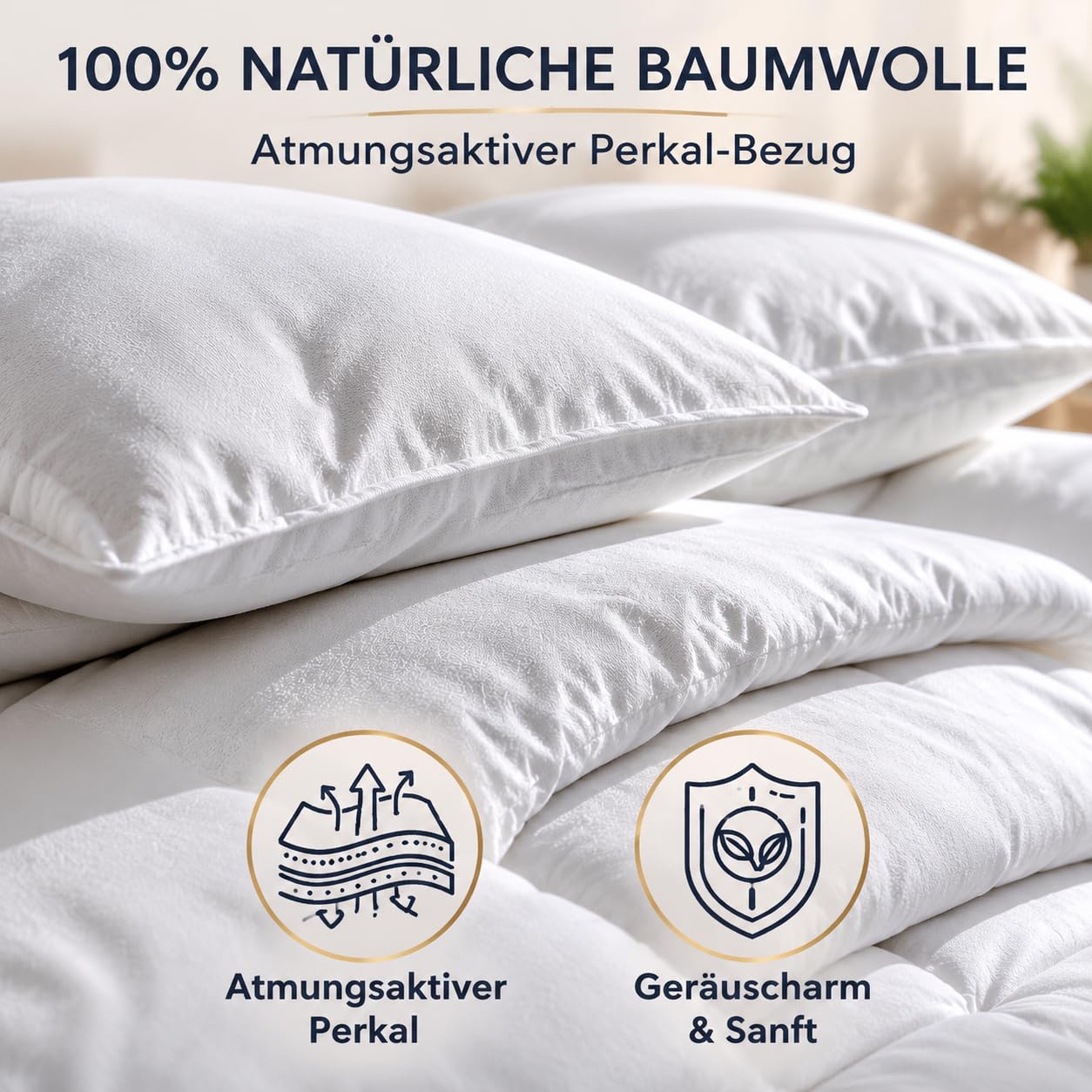 Bettdecke 135 x 200 cm, 90 % Daunen, Ganzjahresdecke, Leichte Daunendecke