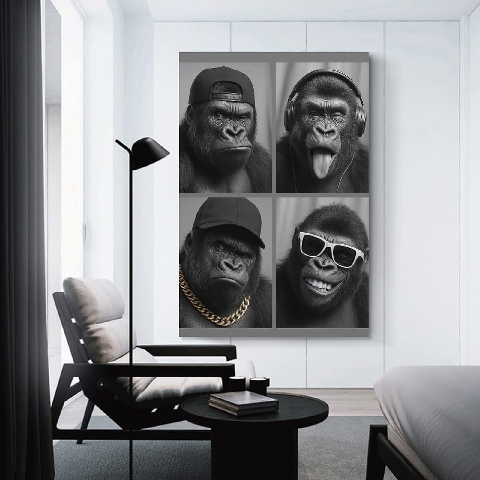 Junmoney Cool Gorillas Collage Wall Picture Print 20x30inch(50x75cm), for Home Office, Desk Area Or Studio, Home Office Artwork with Decorative Appeal