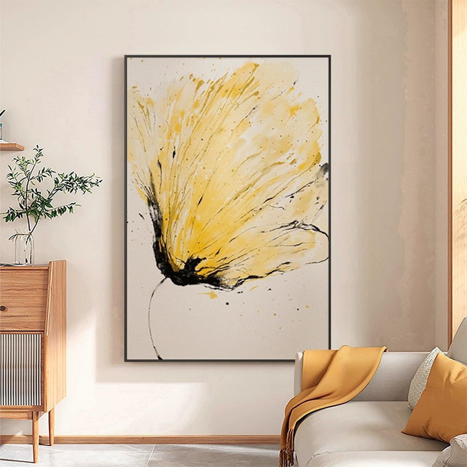 Peinture à l'huile fleur abstraite faite main pour un grand salon élégant