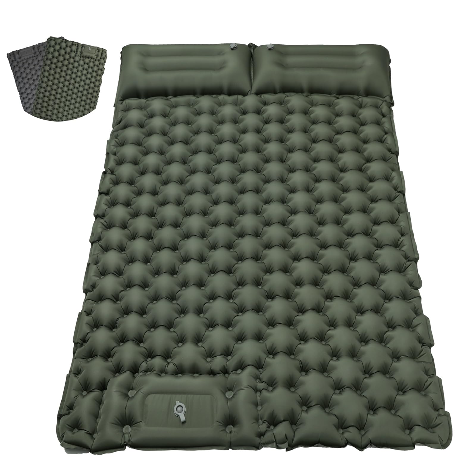 Satisure Camping Isomatte Aussen Wasserdicht 2 Personen Isomatte Aufblasbare Outdoor mit Fußpresse Pumpe Luftmatratze Wasser Strand Pool Dachzelt Auto