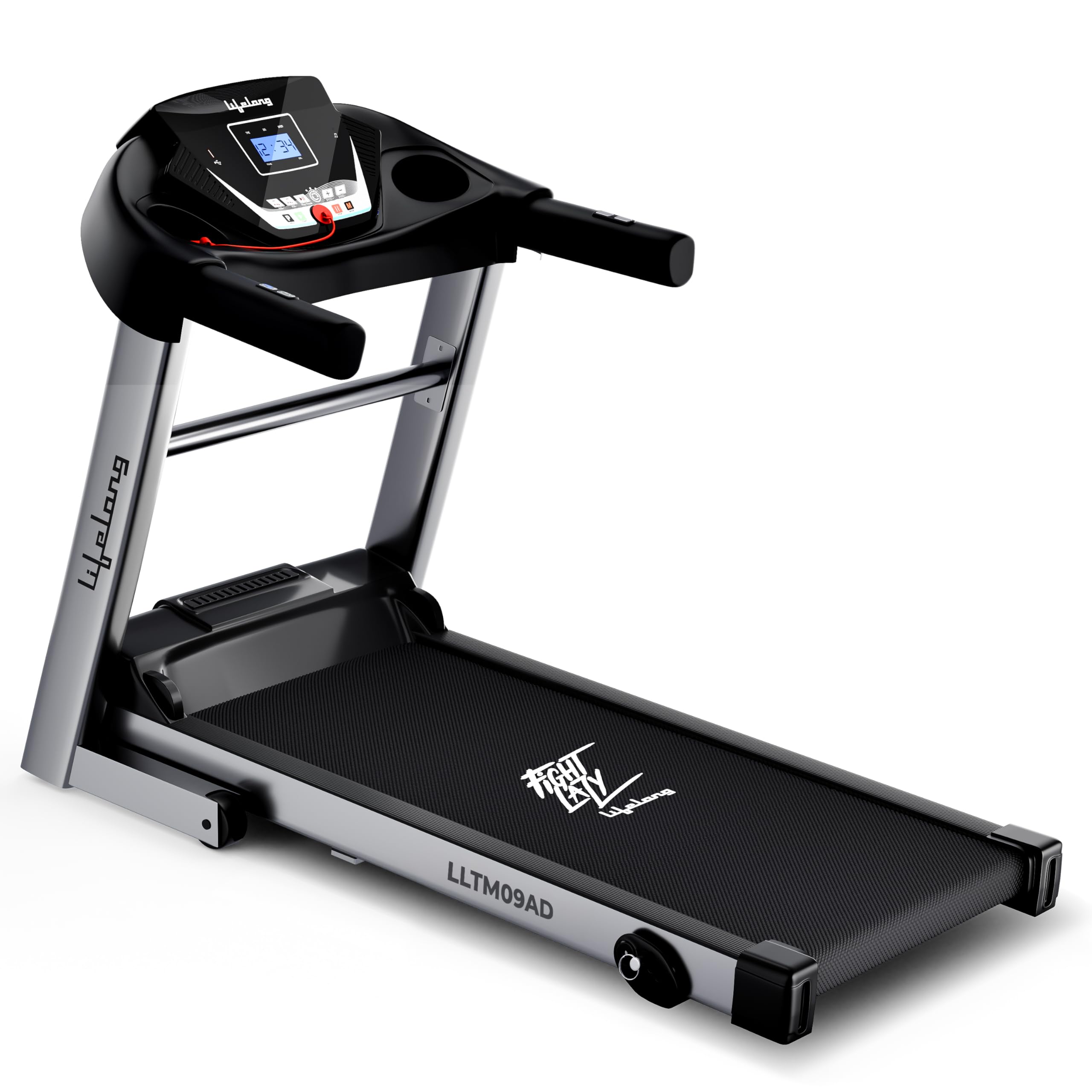 Lifelong FitPro LLTM09AD (4HP Peak) Motorized Treadmill for Home Use | 0.8–12 km/h Speed, 3-Level Incline, 12 Preset Programs | Foldable Soft-Drop, Whisper-Quiet DC Motor, Bluetooth & Speakers