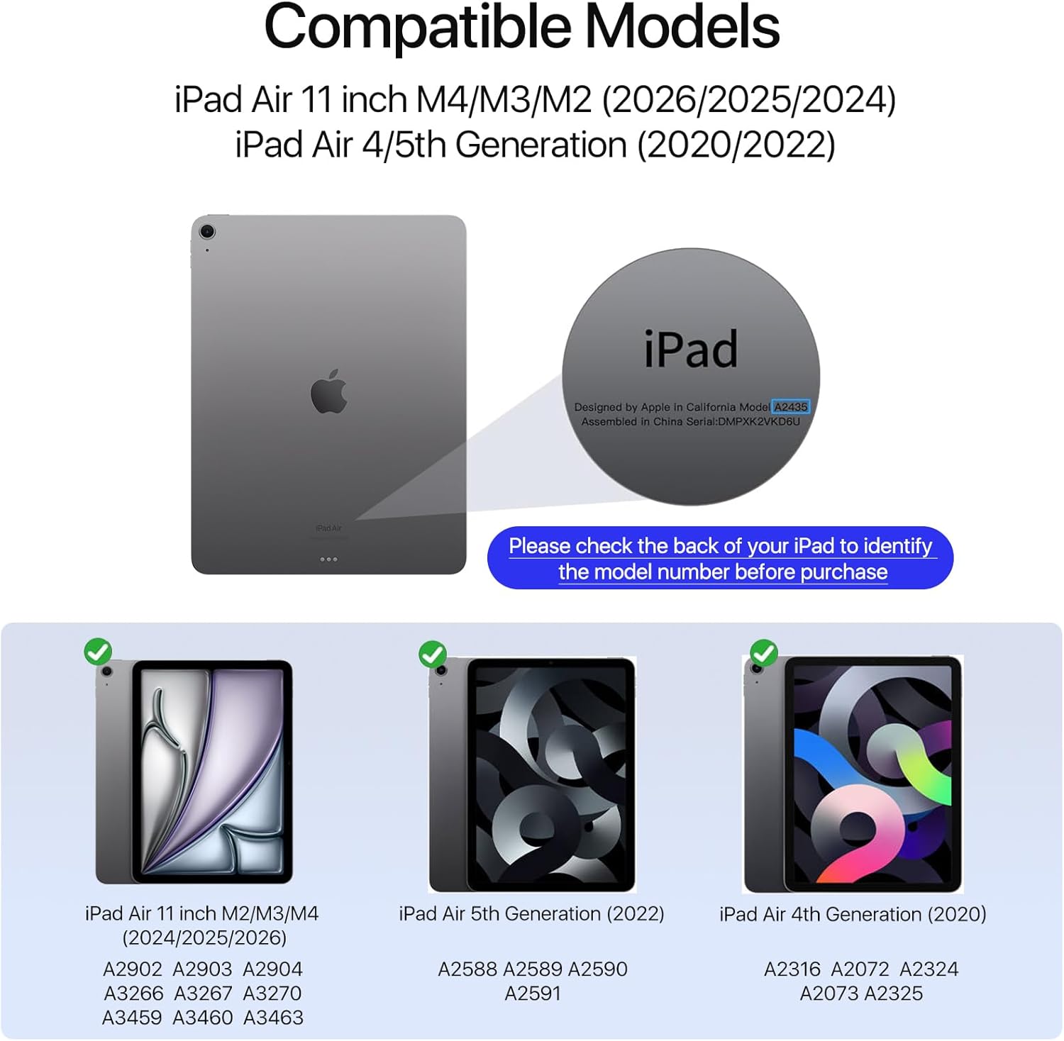 Case for iPad Air 11 inch M4/M3/M2(2026/2025/2024), iPad Air 4/5th Generation, Dual Multi-Angle Adjustable Kickstand Full Protective Case with Built-in Pencil Holder (Black, iPad Air 11 inch)
