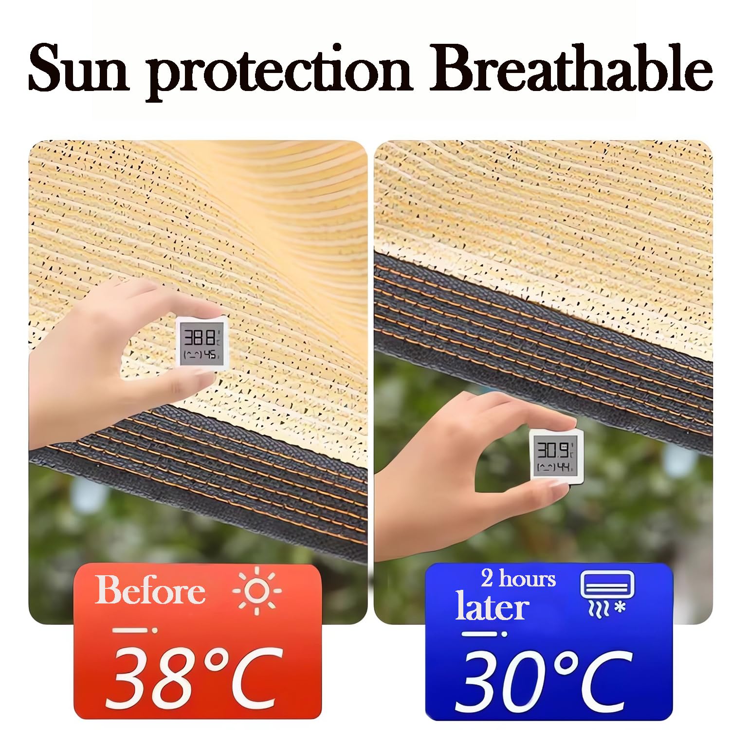 Sonnensegel,80-95% UV-Block Sonne 4x4m Schatten Segel mit Ösen Rechteckig Luftdurchlässig,Schattiernetz für Garten Innenhof Outdoor Terrasse Balkon GewäChshaus,Schattentuch,Beige